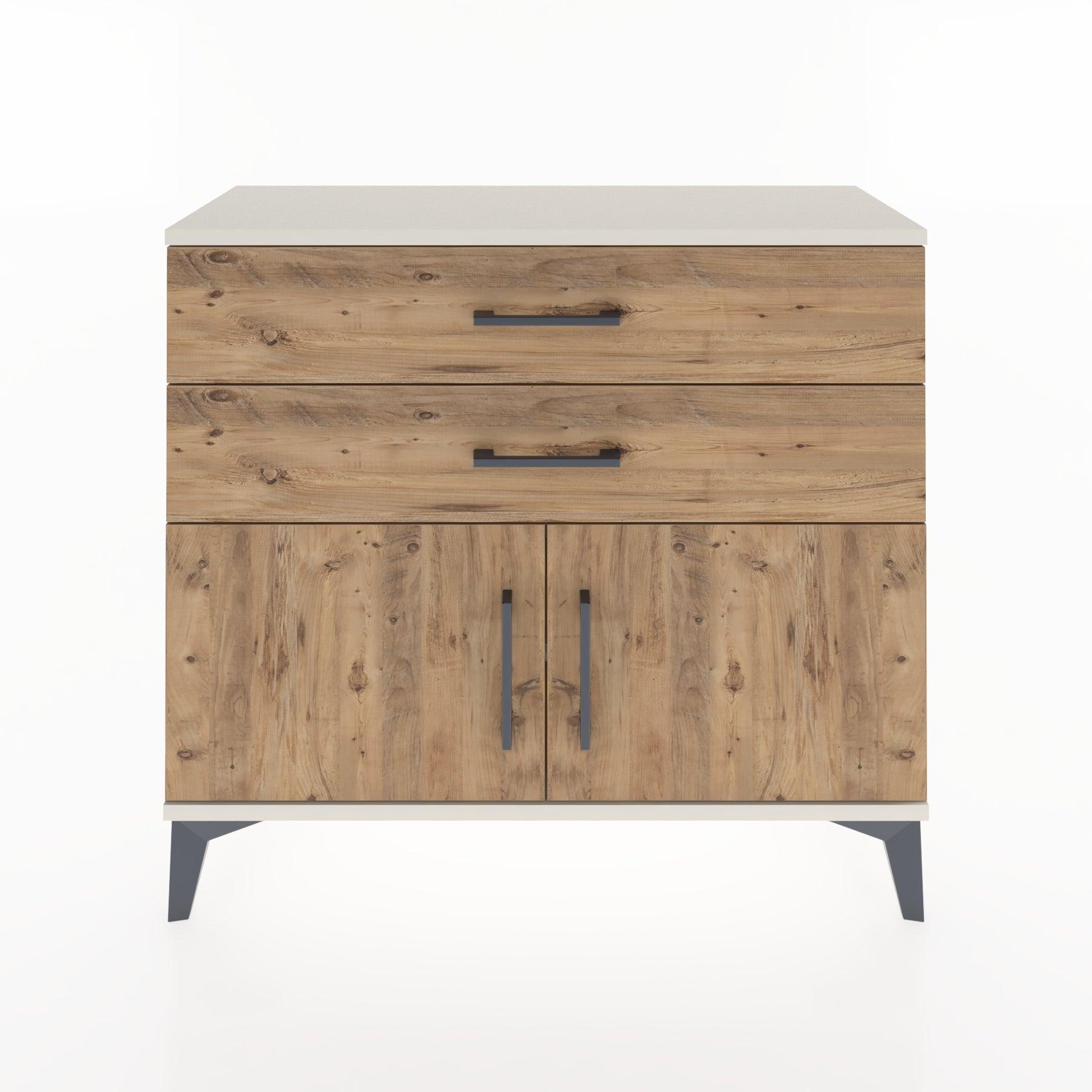 Woodntry Modüler Şifonyer Çekmece Raf Kapaklı 88x30x68 cm Çam - Woodntry