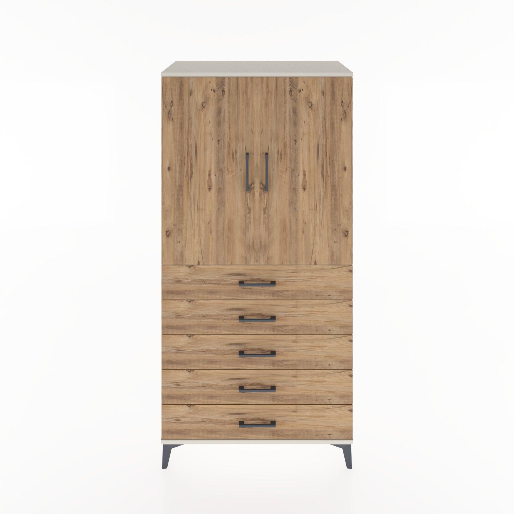 Woodntry Modular Cabinet Moonstone 88x44x170 cm with Doors and Drawers KC4-1