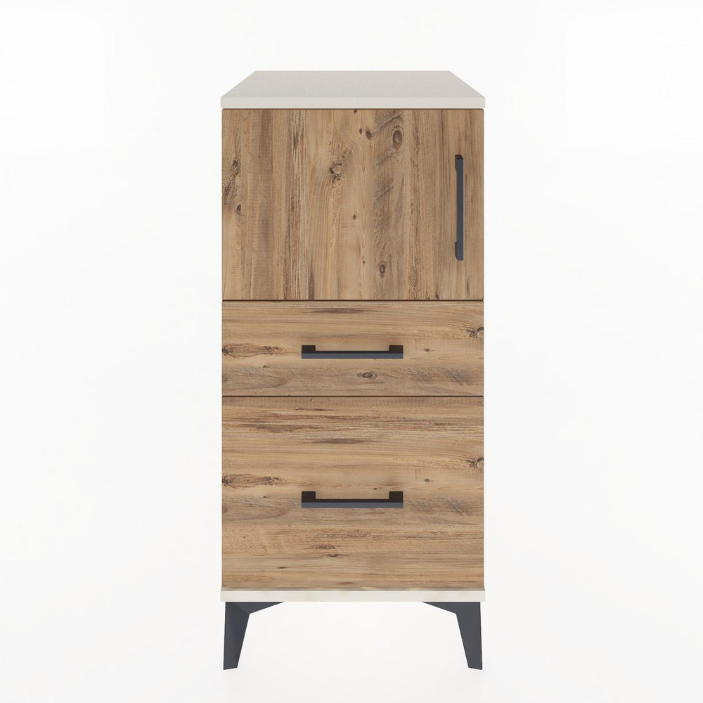 Woodntry Modüler Komodin Aytaşı 44x44x84 cm Kapaklı ve Çekmeceli KC45-1