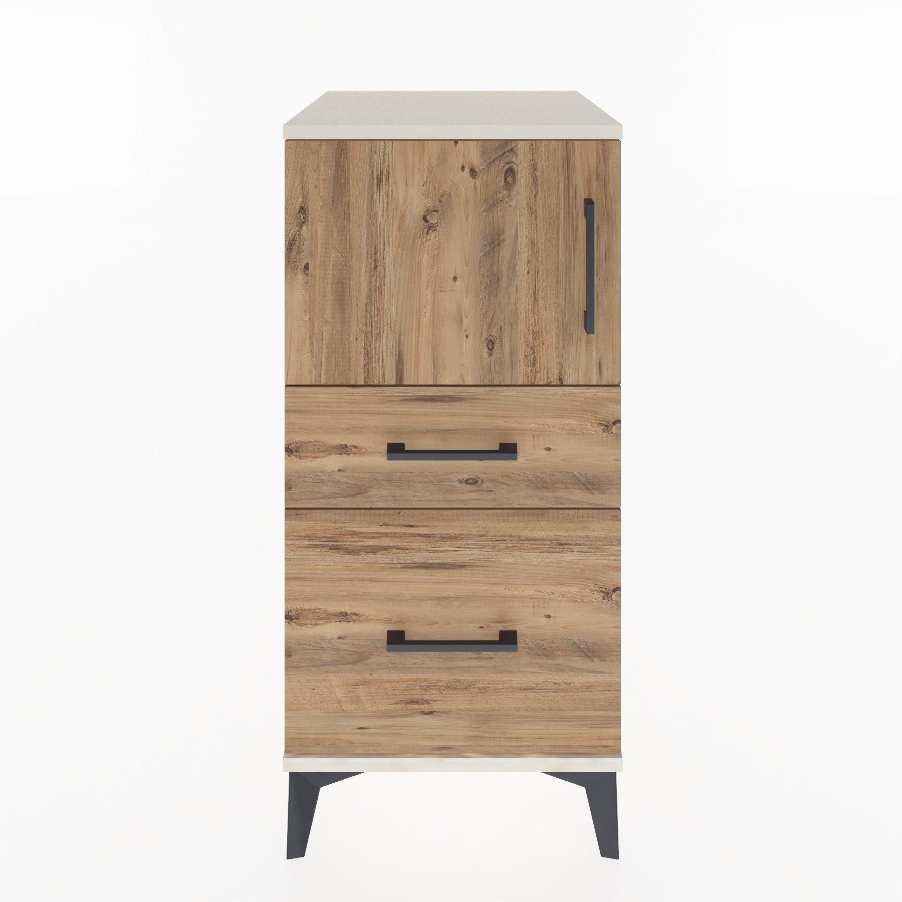 Woodntry Modular Nightstand Moonstone 44x44x84 cm with Cover and Drawer KC45-1