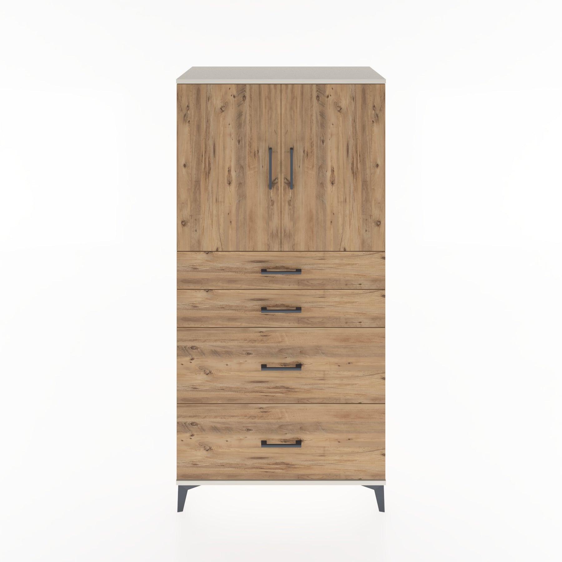 Woodntry Modular Cabinet Moonstone 88x44x170 cm with Doors and Drawers KC19-1