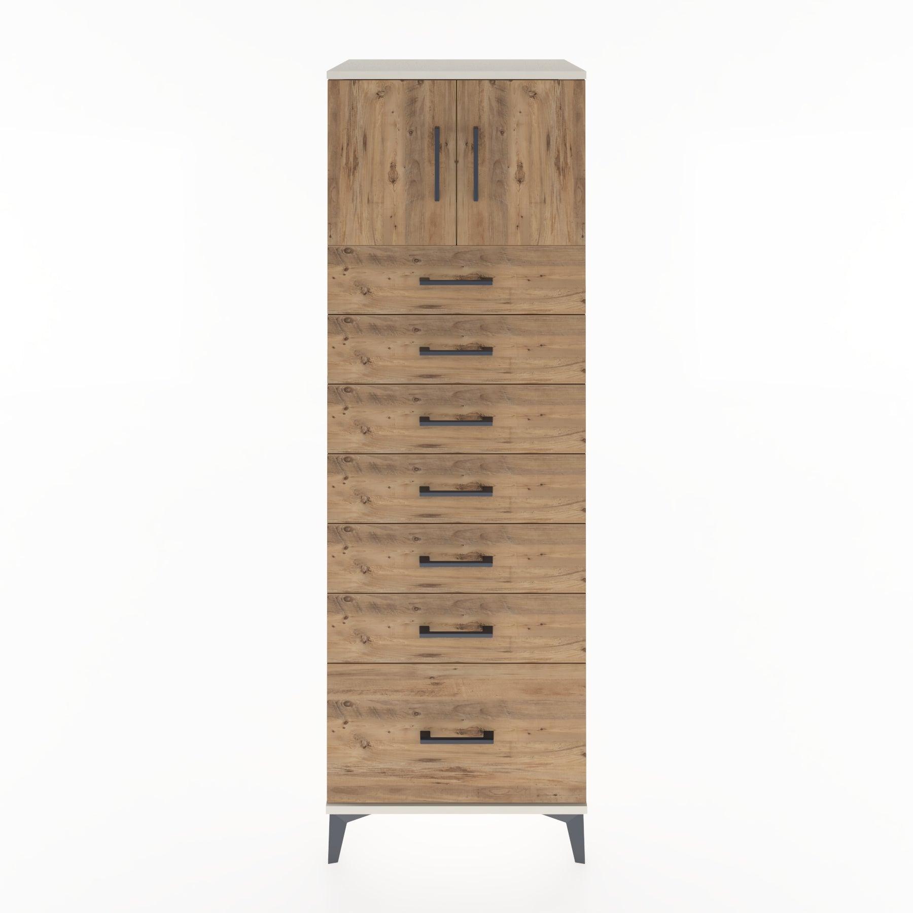 Woodntry Modular Cabinet Moonstone 60x44x170 cm with Doors and Drawers KC10-1
