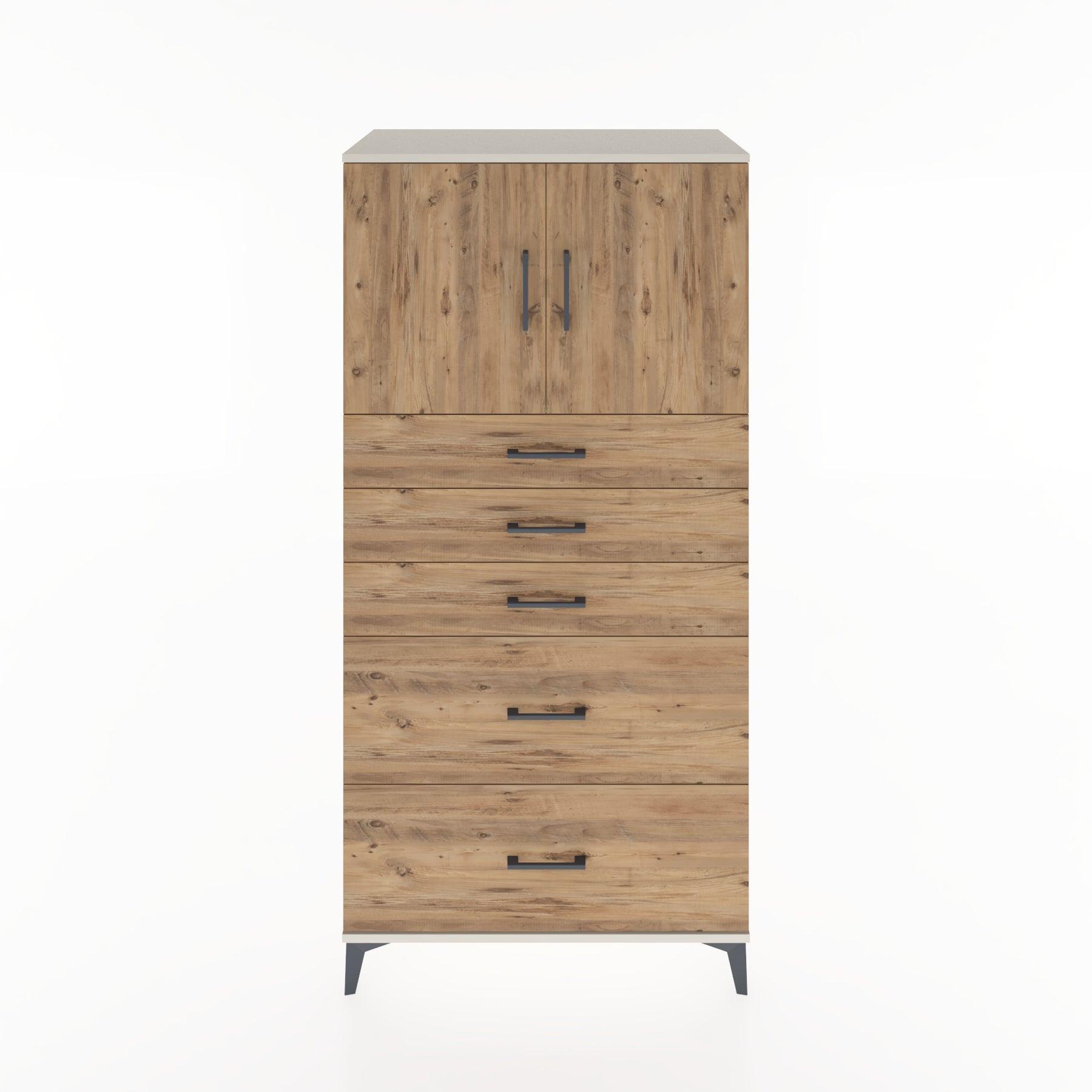 Woodntry Modular Cabinet Moonstone 88x44x170 cm with Doors and Drawers KC18-1