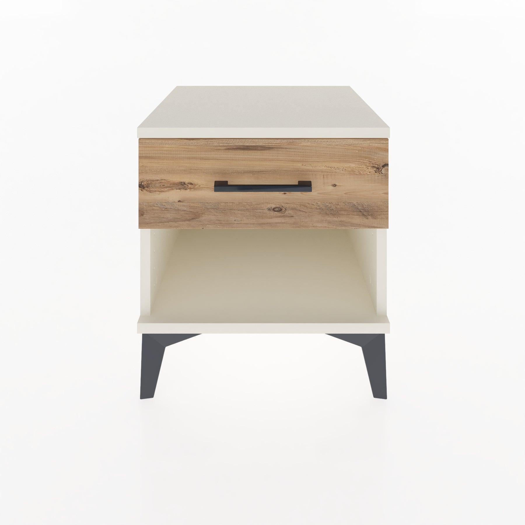 Woodntry Modular Nightstand Moonstone 44x44x36 cm with Drawer and Shelf CR1-1