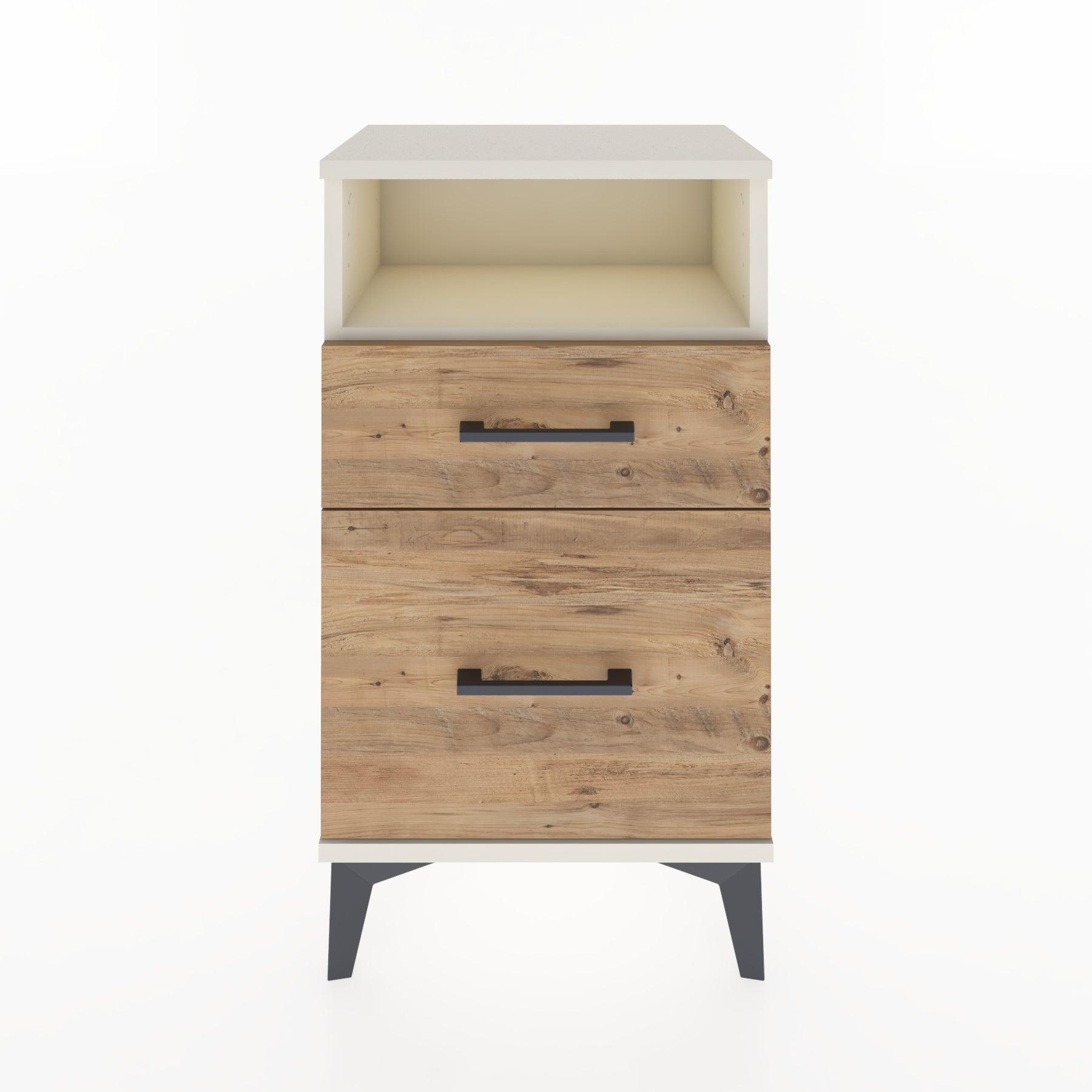 Woodntry Modüler Komodin 2 Çekmece ve Raflı V3 44x30x68 cm Aytaşı - Woodntry