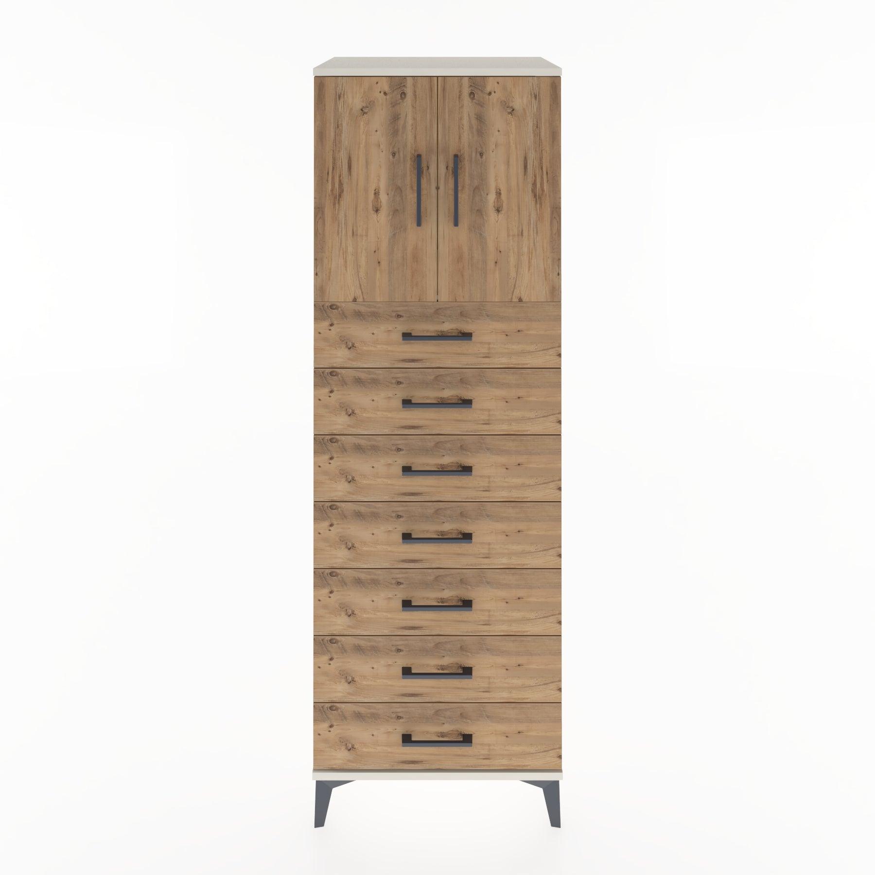 Woodntry Modüler Dolap Aytaşı 60x44x170 cm Kapaklı ve Çekmeceli KC2-1