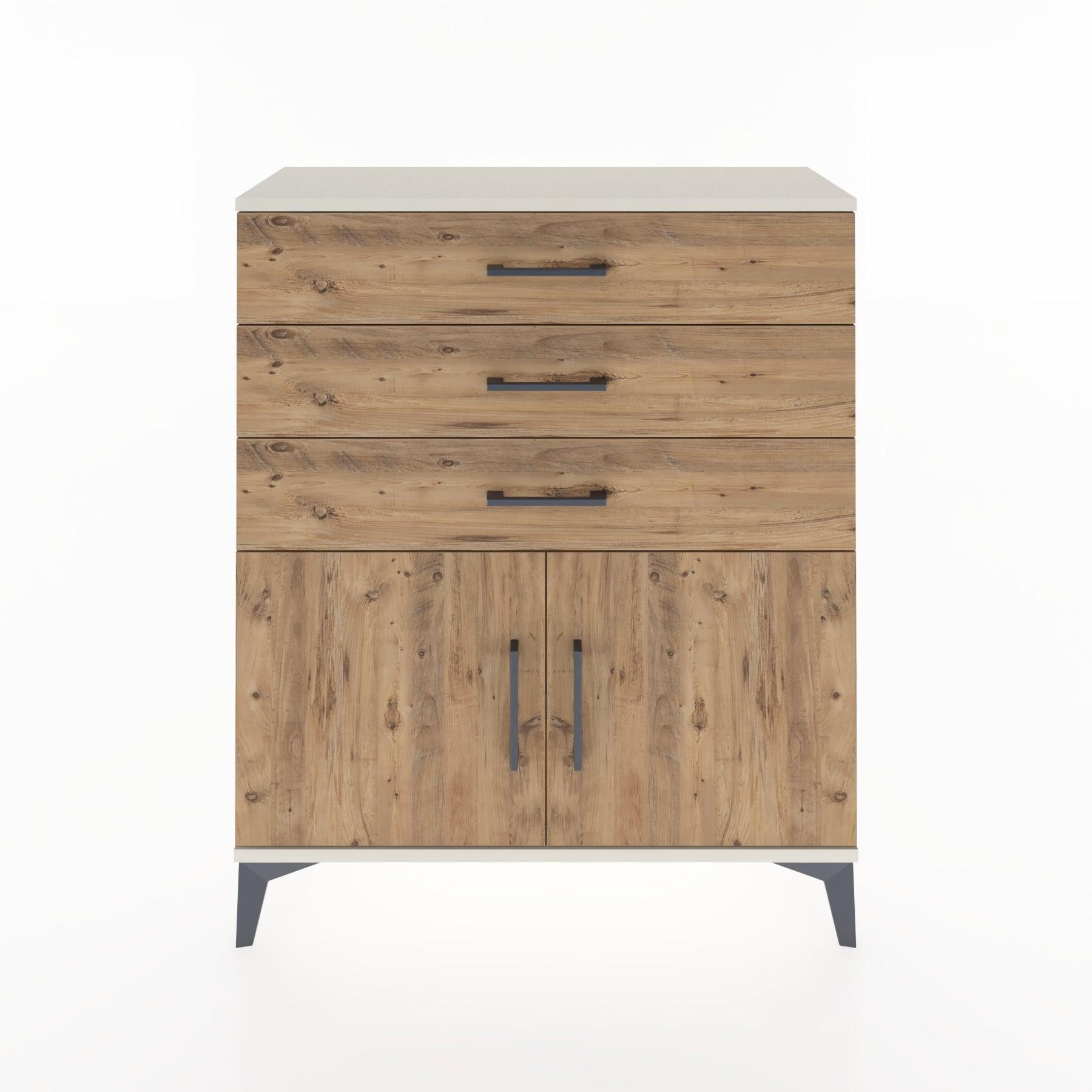 Woodntry Modüler Şifonyer Aytaşı 88x30x94 cm Kapaklı ve Çekmeceli KC8-1
