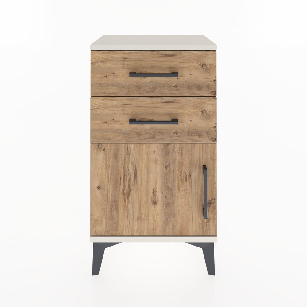 Woodntry Modüler Komodin İki Çekmece ve Kapaklı 44x30x68 cm Aytaşı - Woodntry