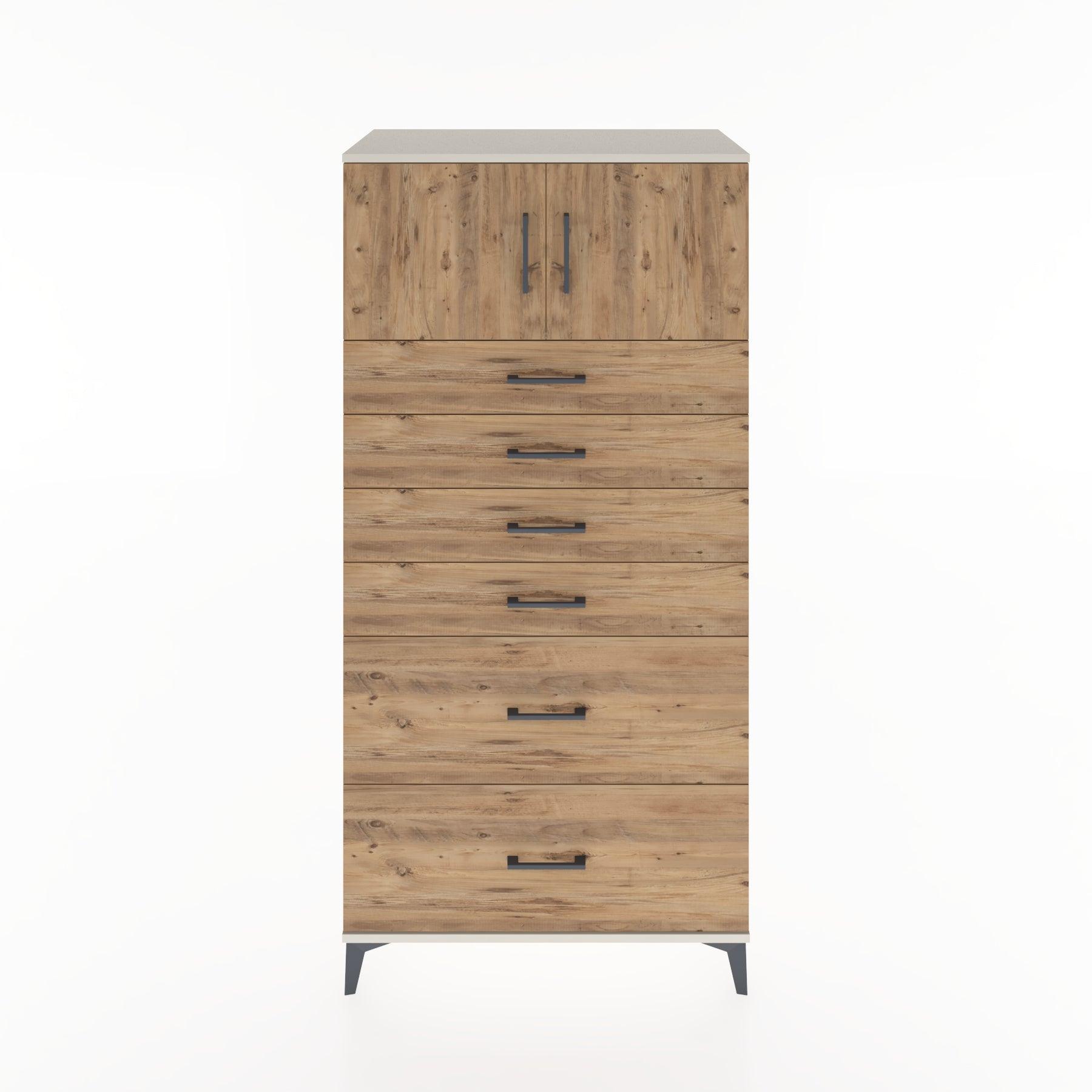 Woodntry Modular Cabinet Moonstone 88x44x170 cm with Doors and Drawers KC17-1