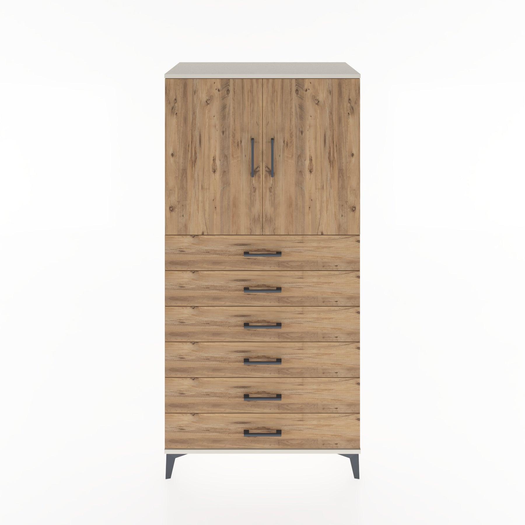 Woodntry Modular Cabinet Moonstone 88x44x170 cm with Doors and Drawers KC3-1