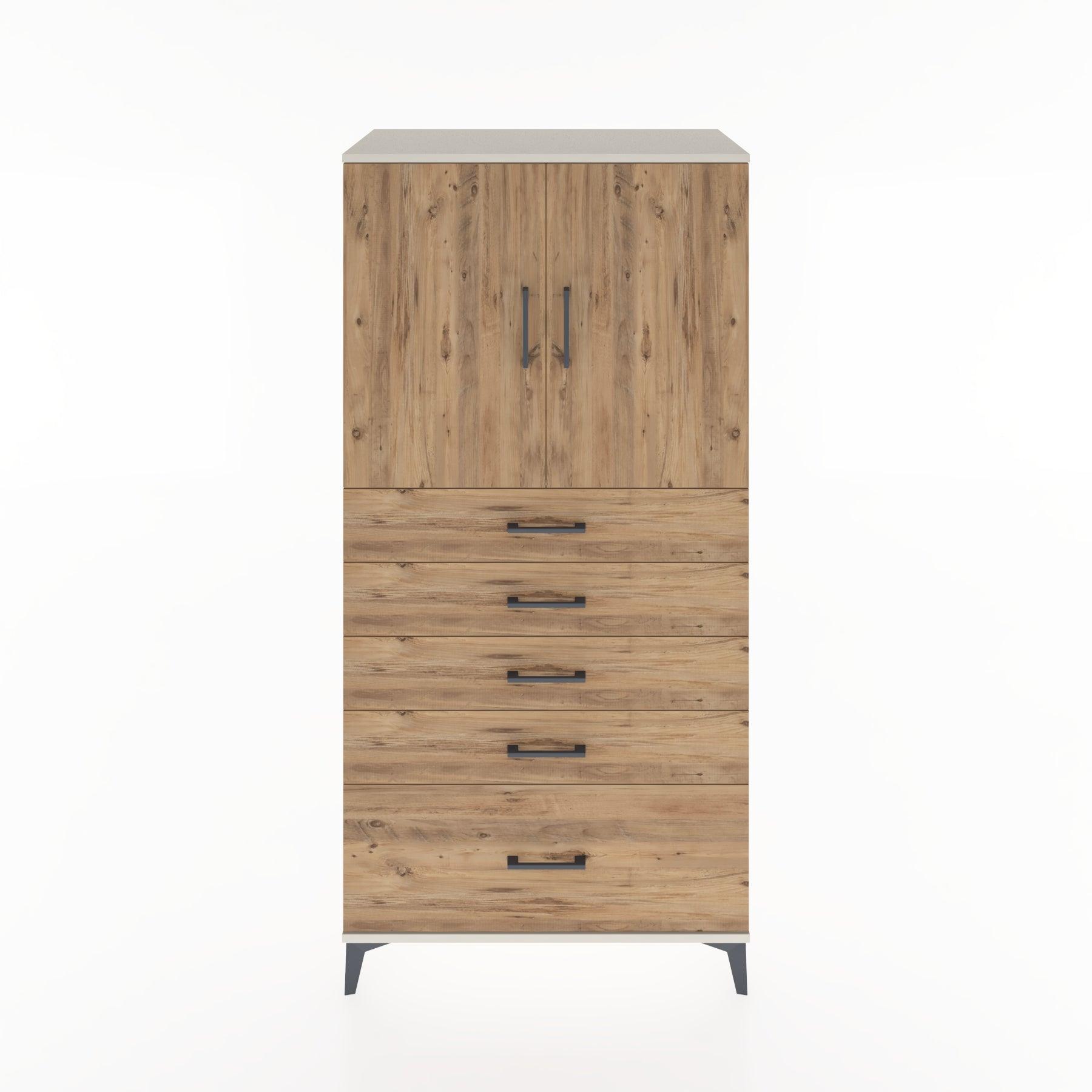 Woodntry Modular Cabinet Moonstone 88x44x170 cm with Doors and Drawers KC12-1