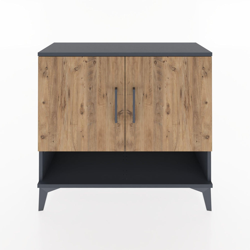 Woodntry Modüler Şifonyer İki Kapak ve Raflı V1 88x30x68 cm Antrasit - Woodntry