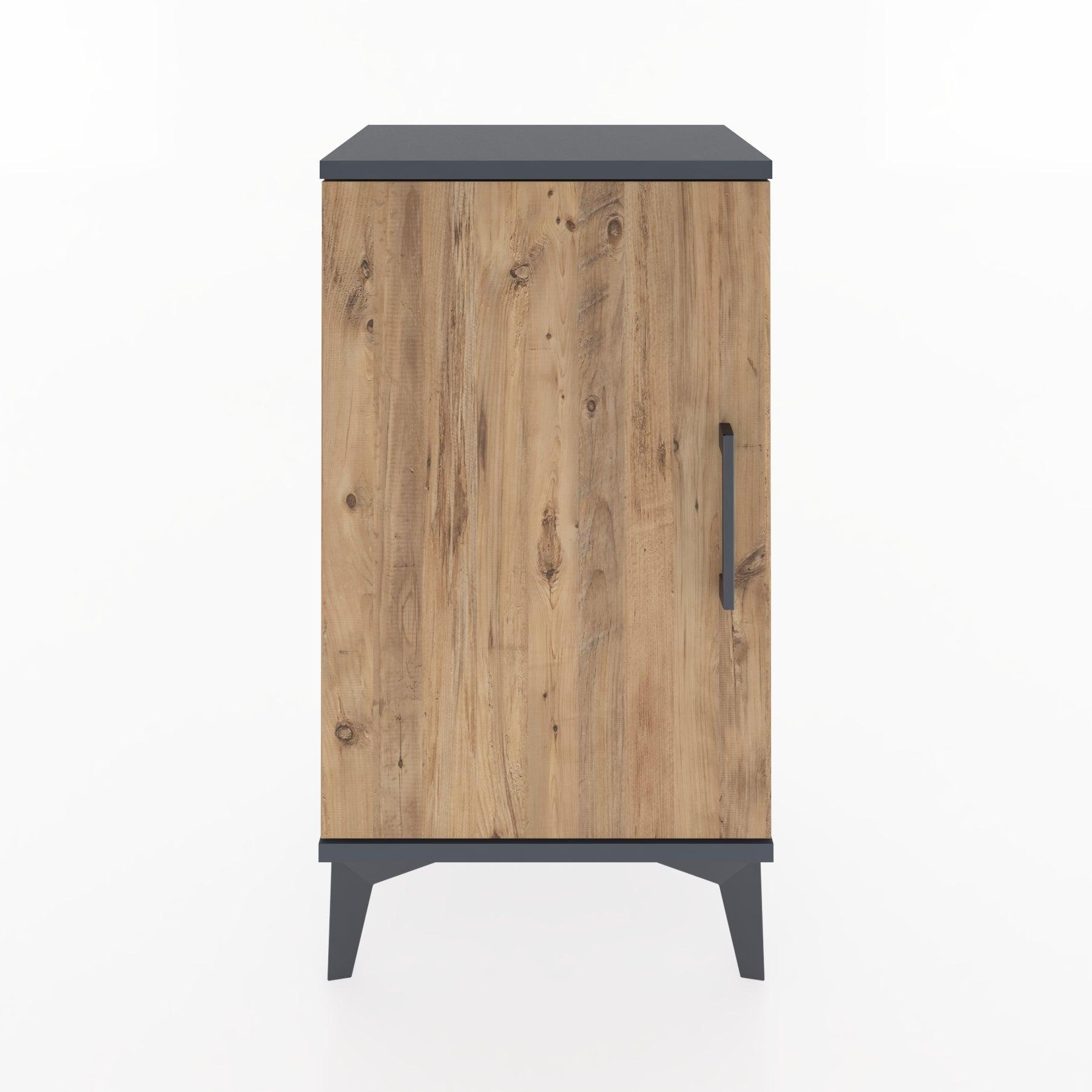 Woodntry Modüler Komodin Tek Kapaklı 44x30x68 cm Antrasit - Woodntry