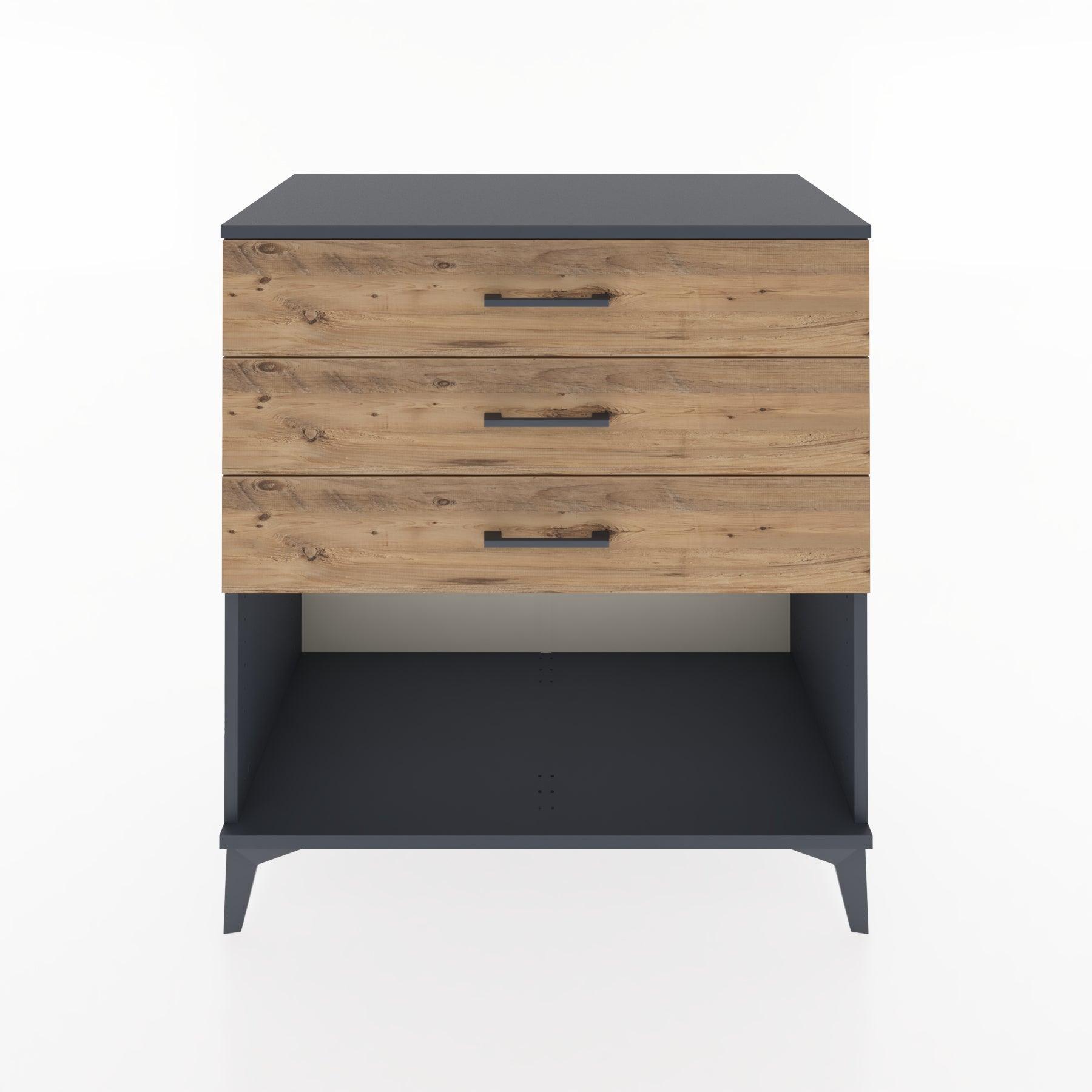 Woodntry Modüler Şifonyer Antrasit 88x44x84 cm Çekmeceli ve Raflı CR11-2