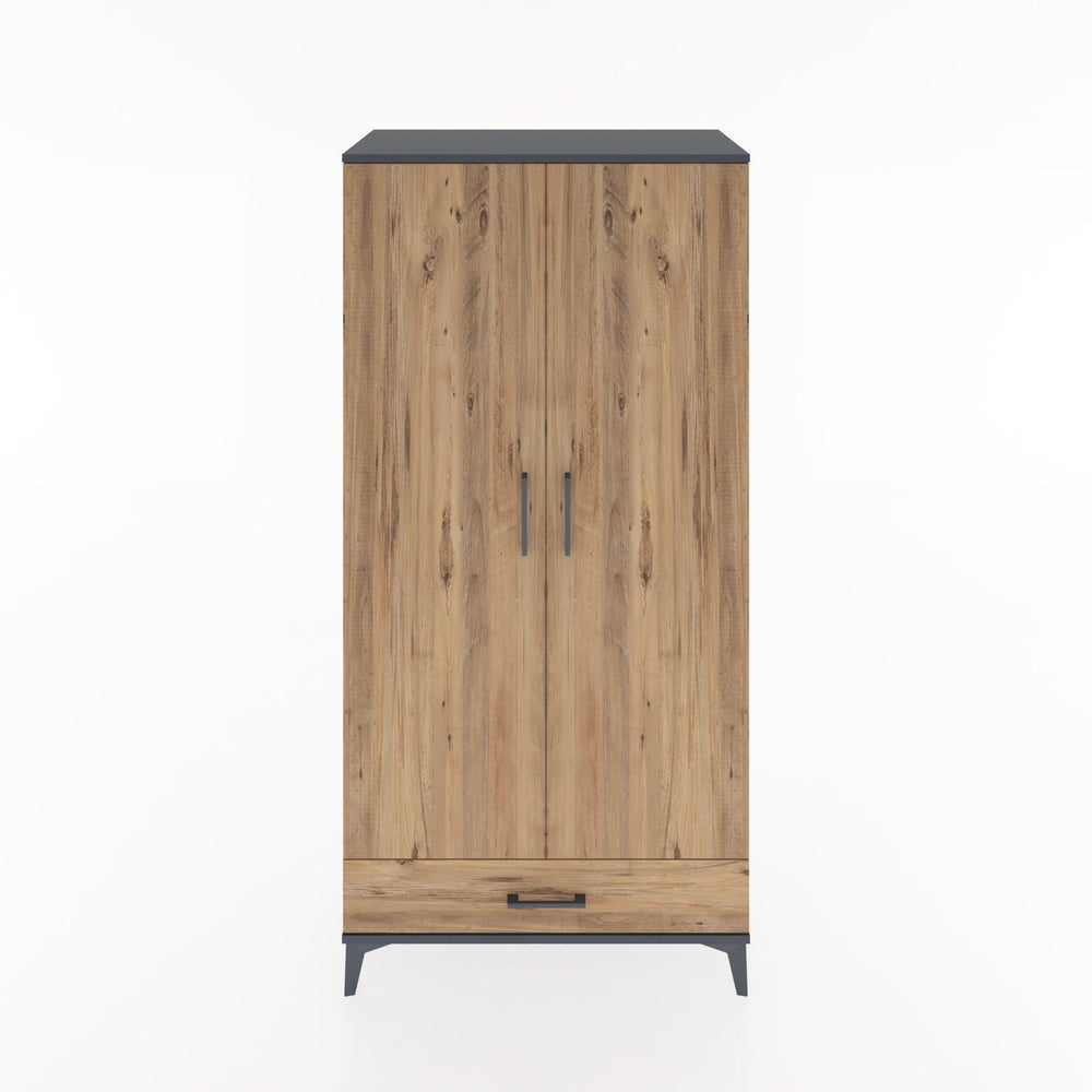 Woodntry Modüler Dolap Antrasit 88x44x170 cm Kapaklı ve Çekmeceli KC8-2