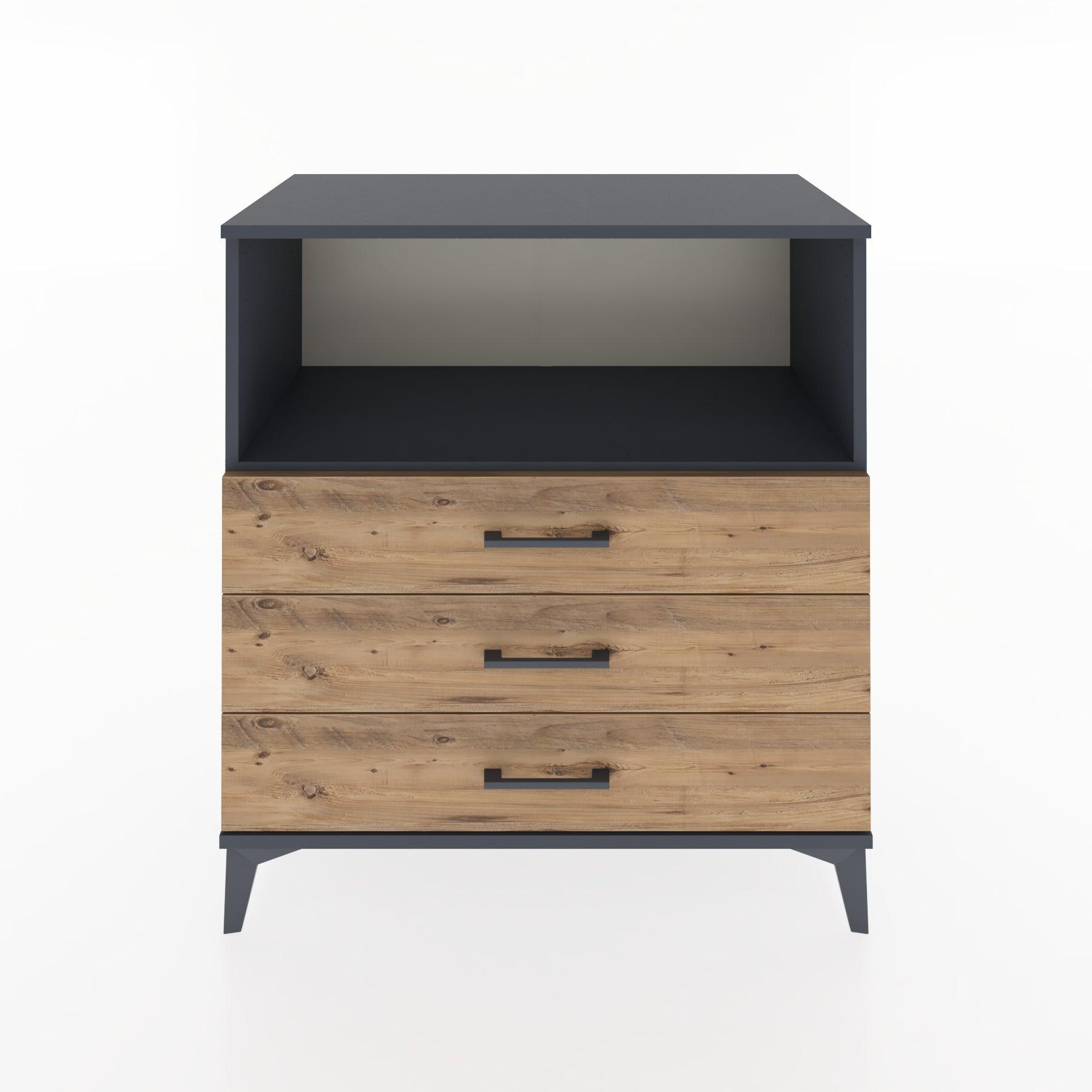 Woodntry Modüler Şifonyer Antrasit 88x44x84 cm Çekmeceli ve Raflı CR18-2