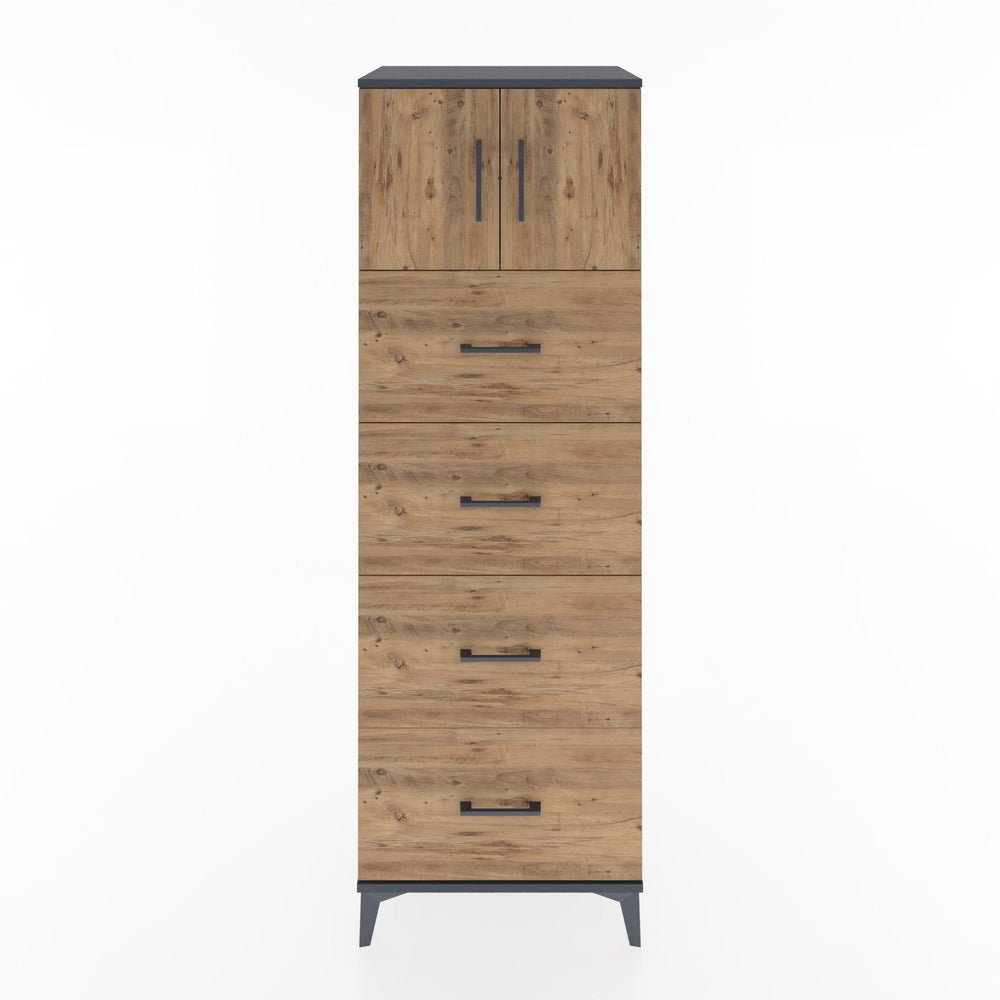 Woodntry Modular Cabinet Anthracite 60x44x170 cm with Doors and Drawers KC25-2
