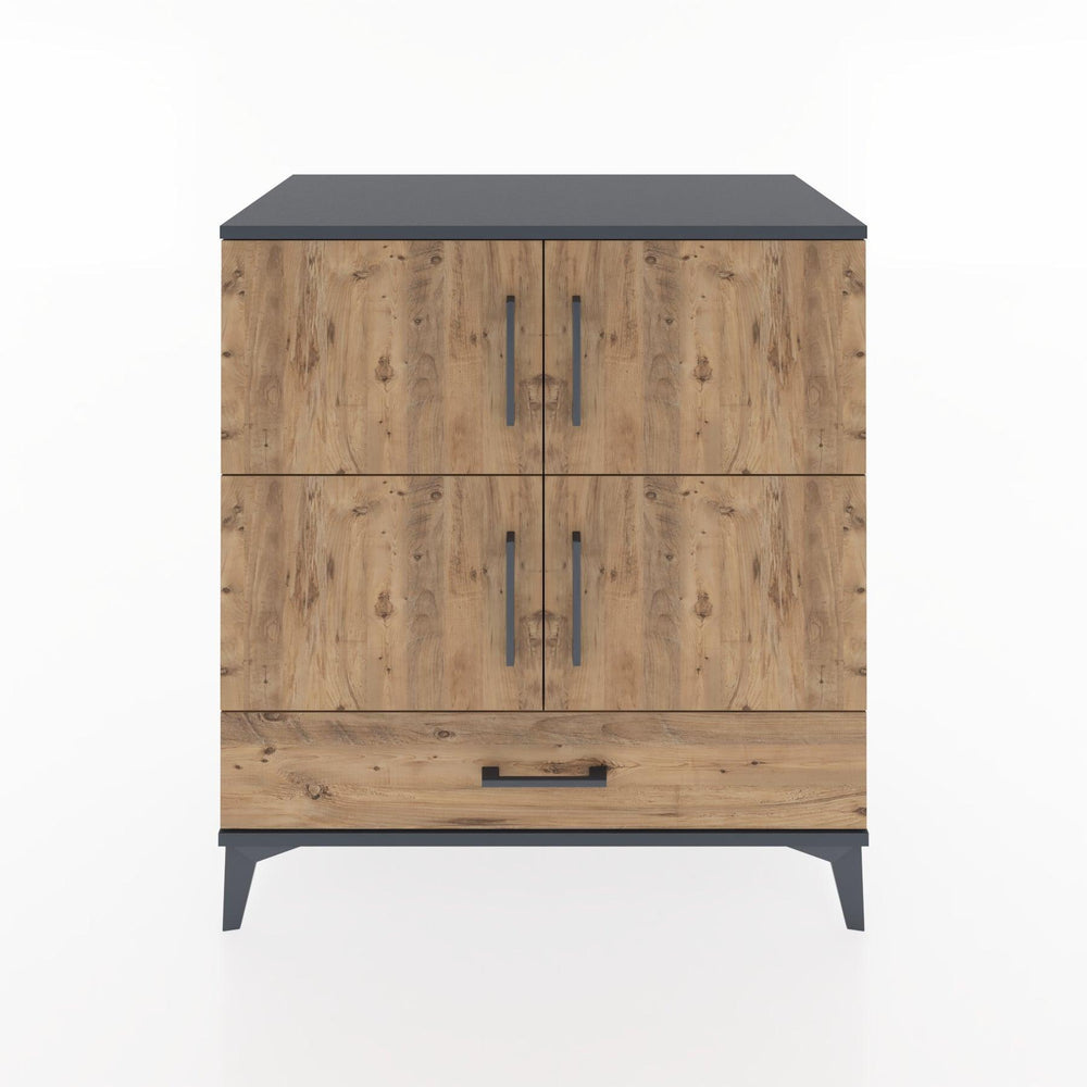 Woodntry Modüler Şifonyer Antrasit 88x44x84 cm Kapaklı ve Çekmeceli KC92-2