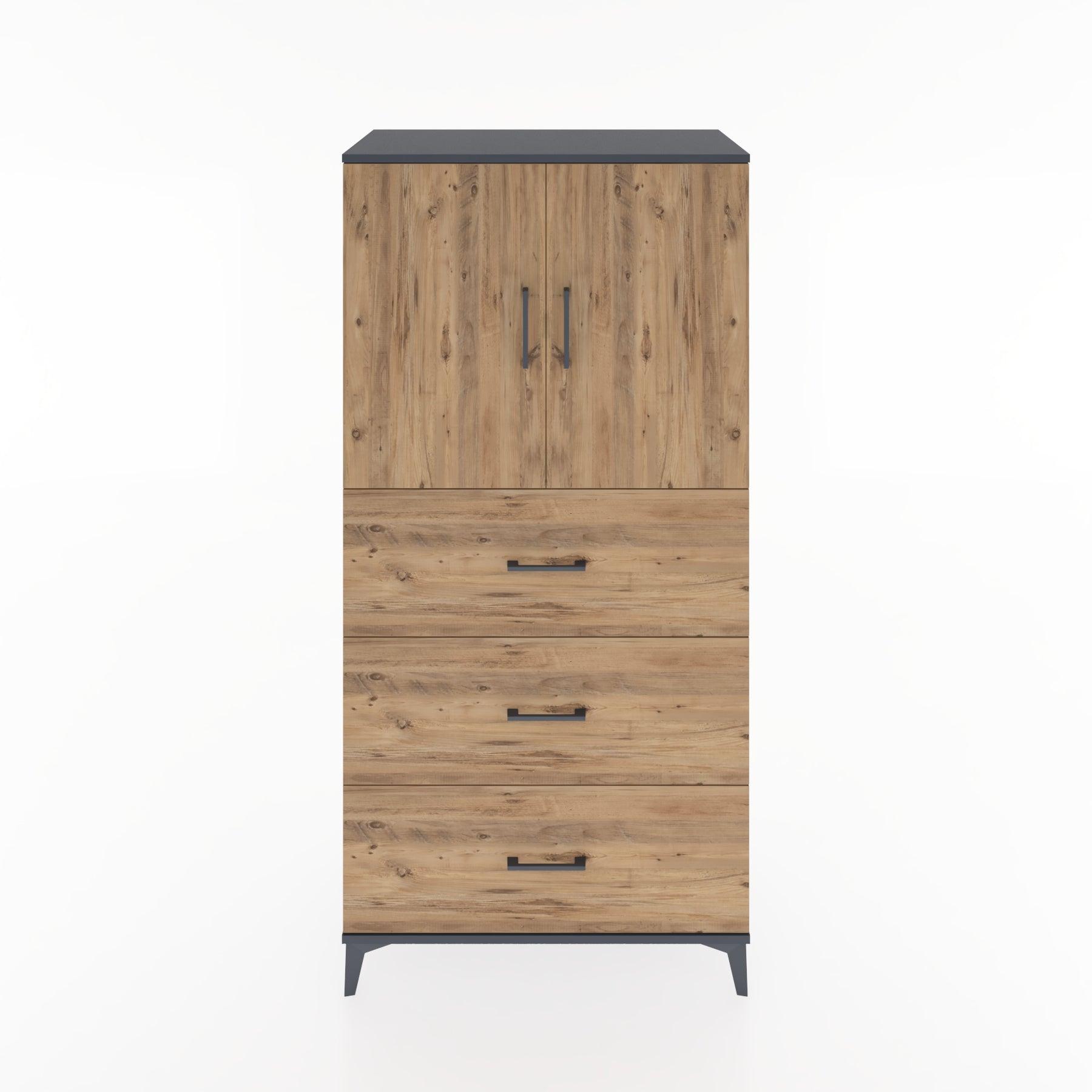 Woodntry Modular Cabinet Anthracite 88x44x170 cm with Doors and Drawers KC24-2