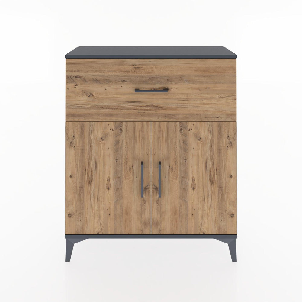 Woodntry Modüler Şifonyer Antrasit 88x30x94 cm Kapaklı ve Çekmeceli KC9-2