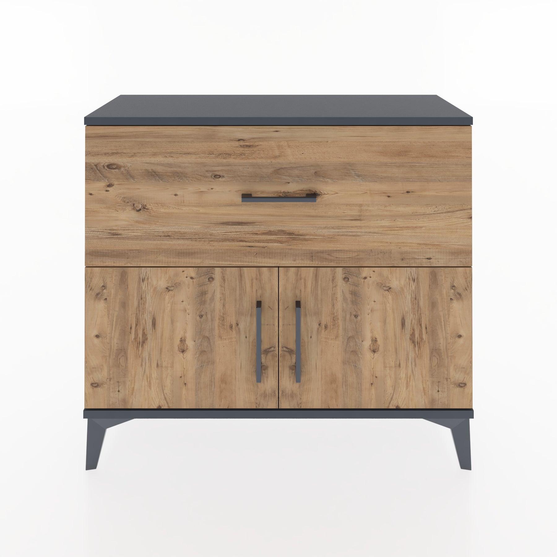 Woodntry Modüler Şifonyer Çekmece ve Kapaklı V2 88x30x68 cm Antrasit - Woodntry