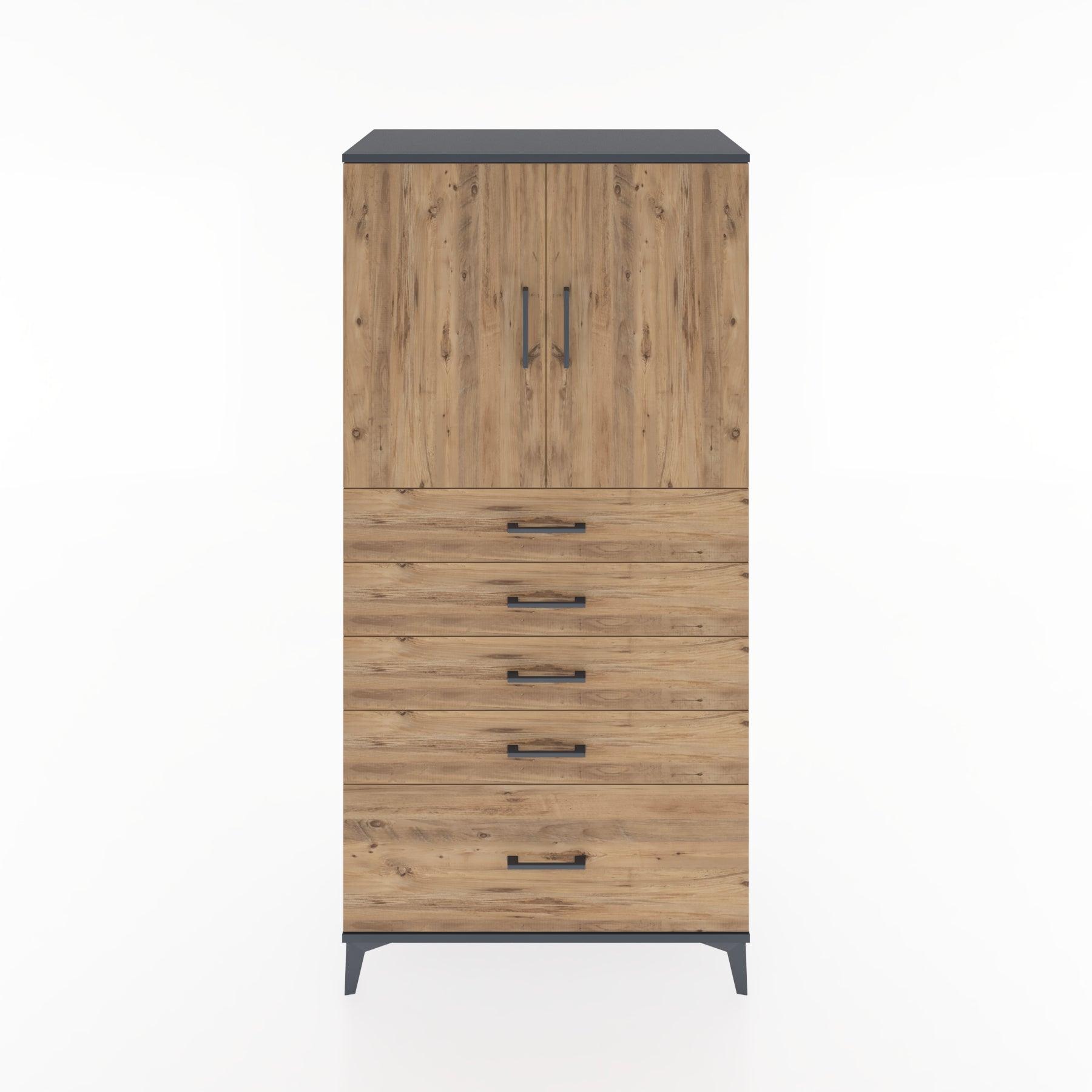 Woodntry Modular Cabinet Anthracite 88x44x170 cm with Doors and Drawers KC12-2