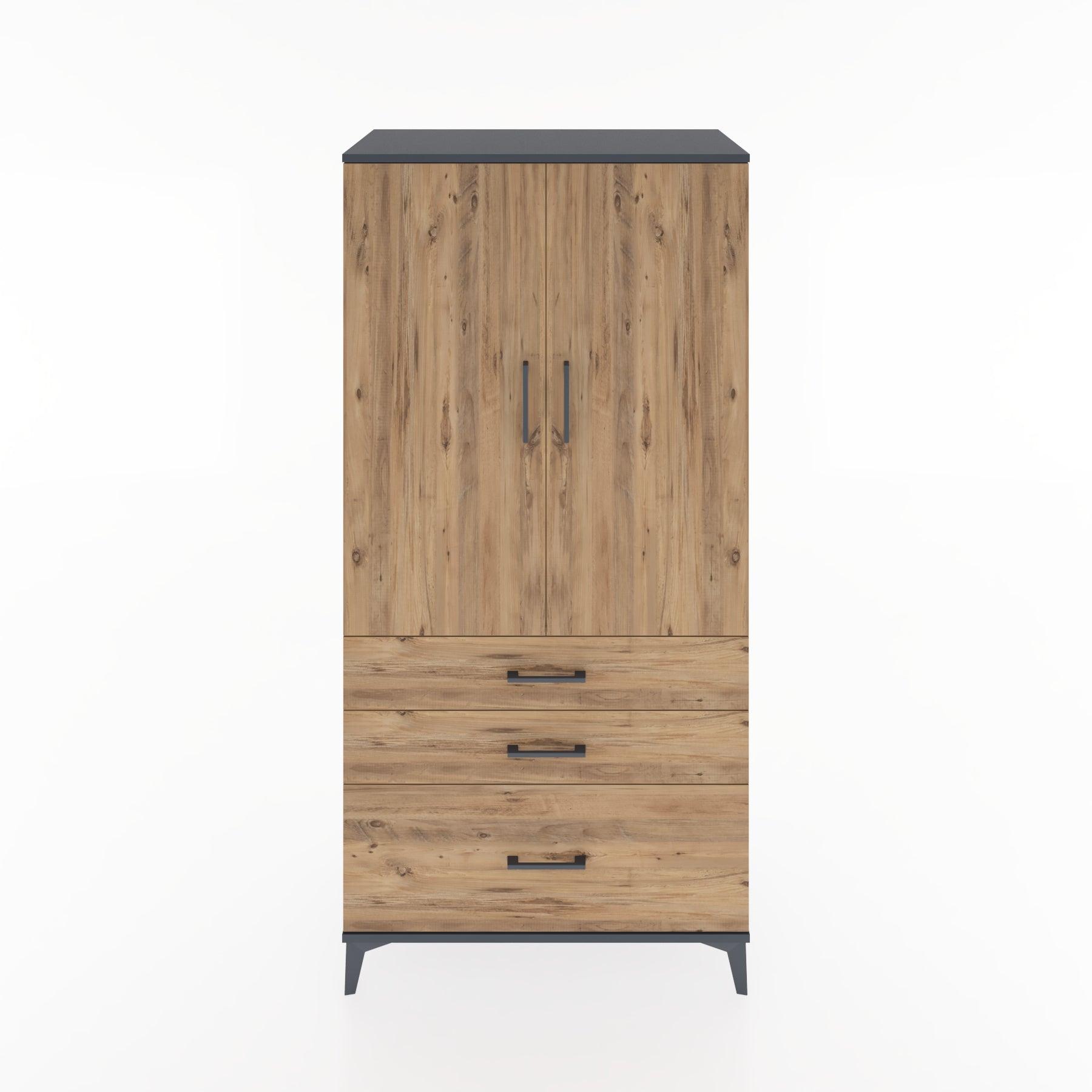 Woodntry Modular Cabinet Anthracite 88x44x170 cm with Doors and Drawers KC14-2