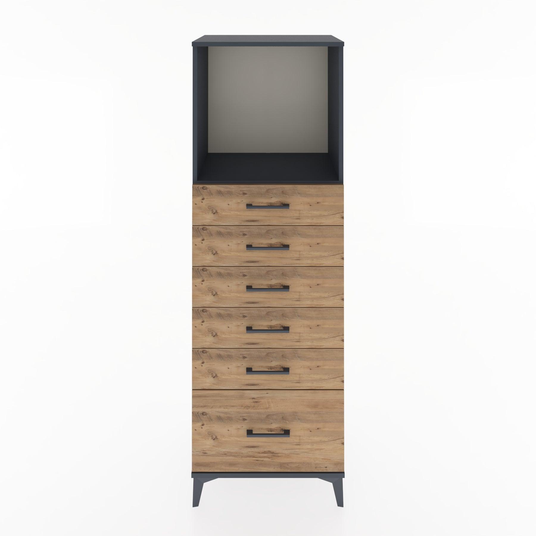 Woodntry Modular Cabinet Anthracite 60x44x170 cm with Drawers and Shelves CR39-2
