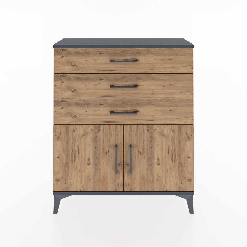 Woodntry Modüler Şifonyer Antrasit 88x30x94 cm Kapaklı ve Çekmeceli KC8-2