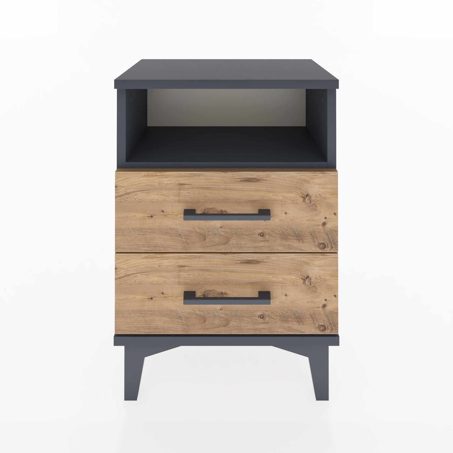 Woodntry Modüler Komodin İki Çekmeceli 44x30x52 cm Antrasit - Woodntry