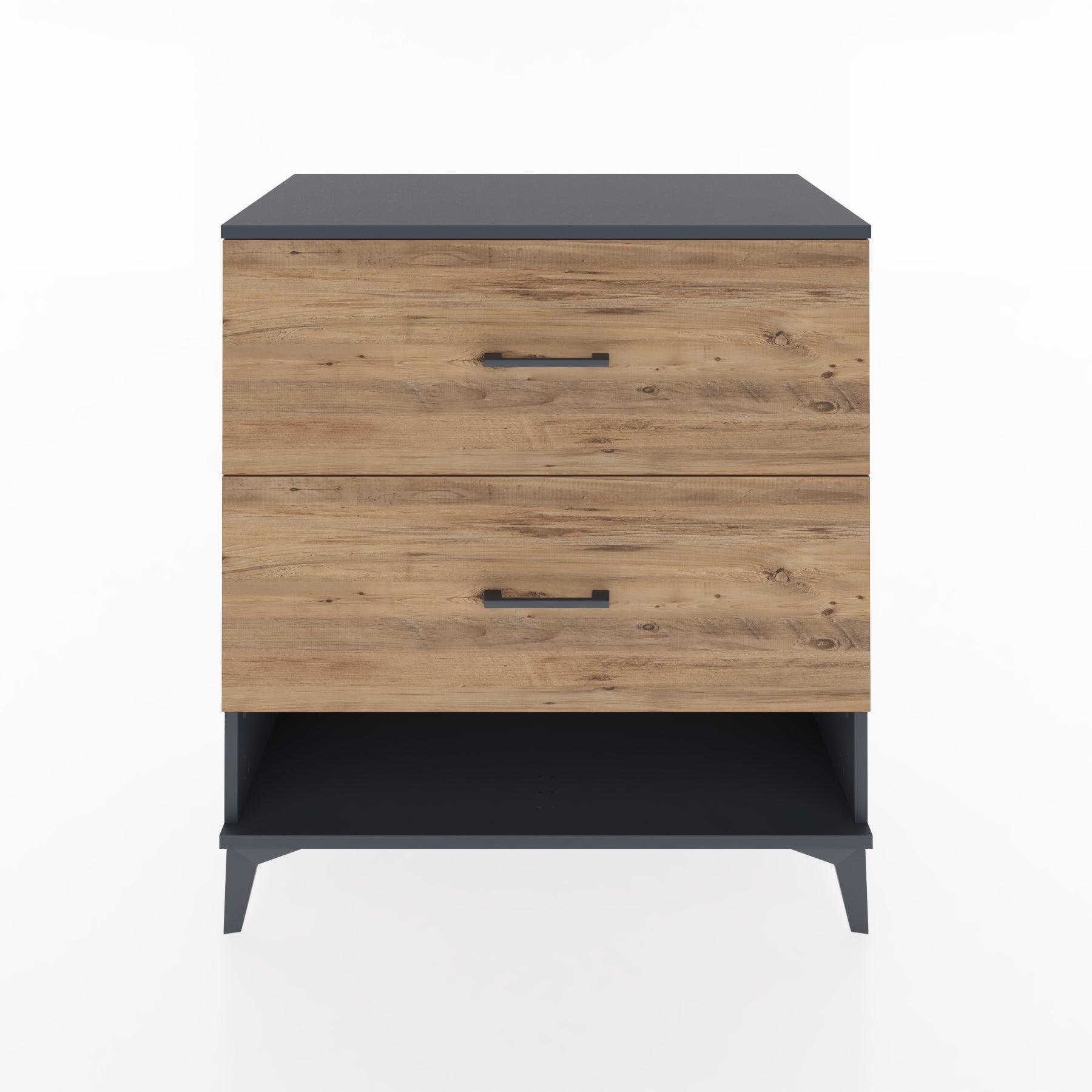 Woodntry Modüler Şifonyer Antrasit 88x44x84 cm Çekmeceli ve Raflı CR4-2
