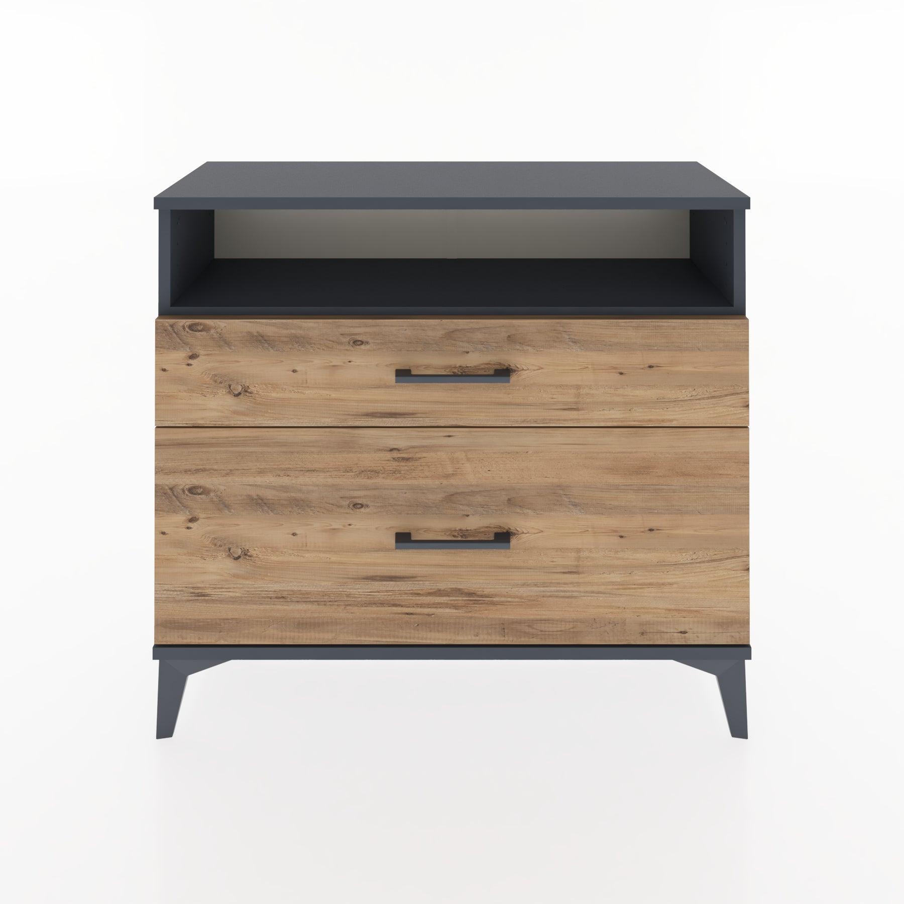 Woodntry Modüler Şifonyer İki Çekmeceli V6 88x30x68 cm Antrasit - Woodntry