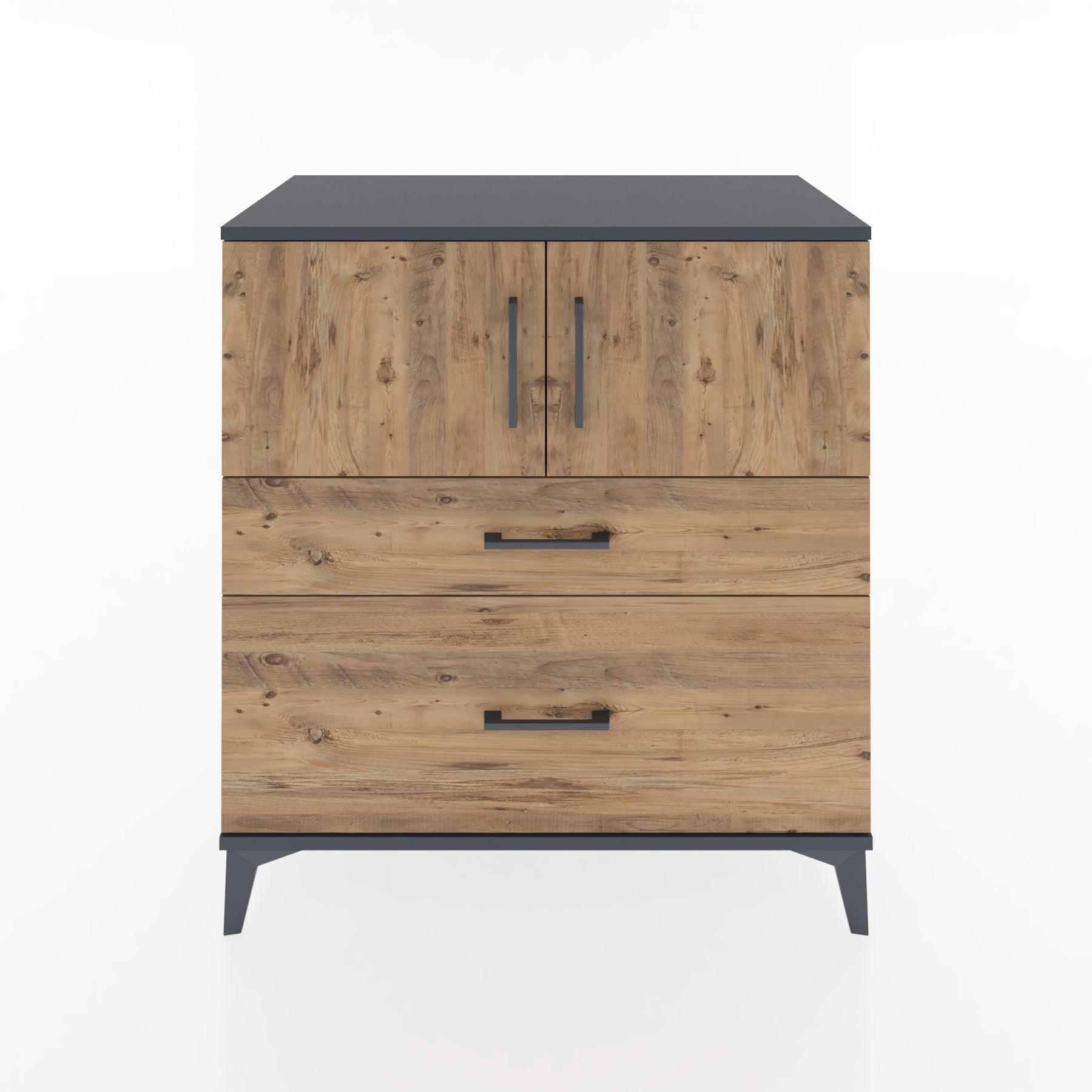 Woodntry Modular Dresser Anthracite 88x44x84 cm with Cover and Drawer KC110-2