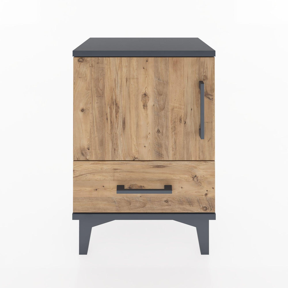 Woodntry Modüler Komodin Kapak ve Çekmeceli 44x30x52 cm Antrasit - Woodntry