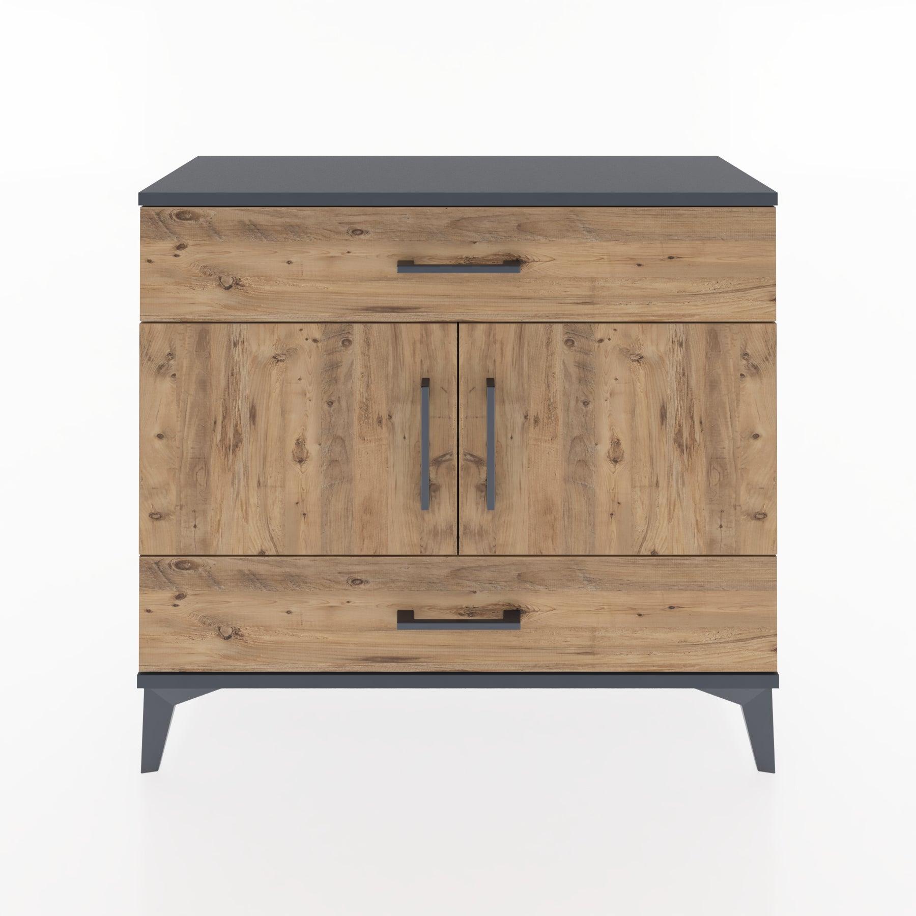 Woodntry Modüler Şifonyer Çekmece ve Kapaklı T2 88x30x94 cm Antrasit - Woodntry