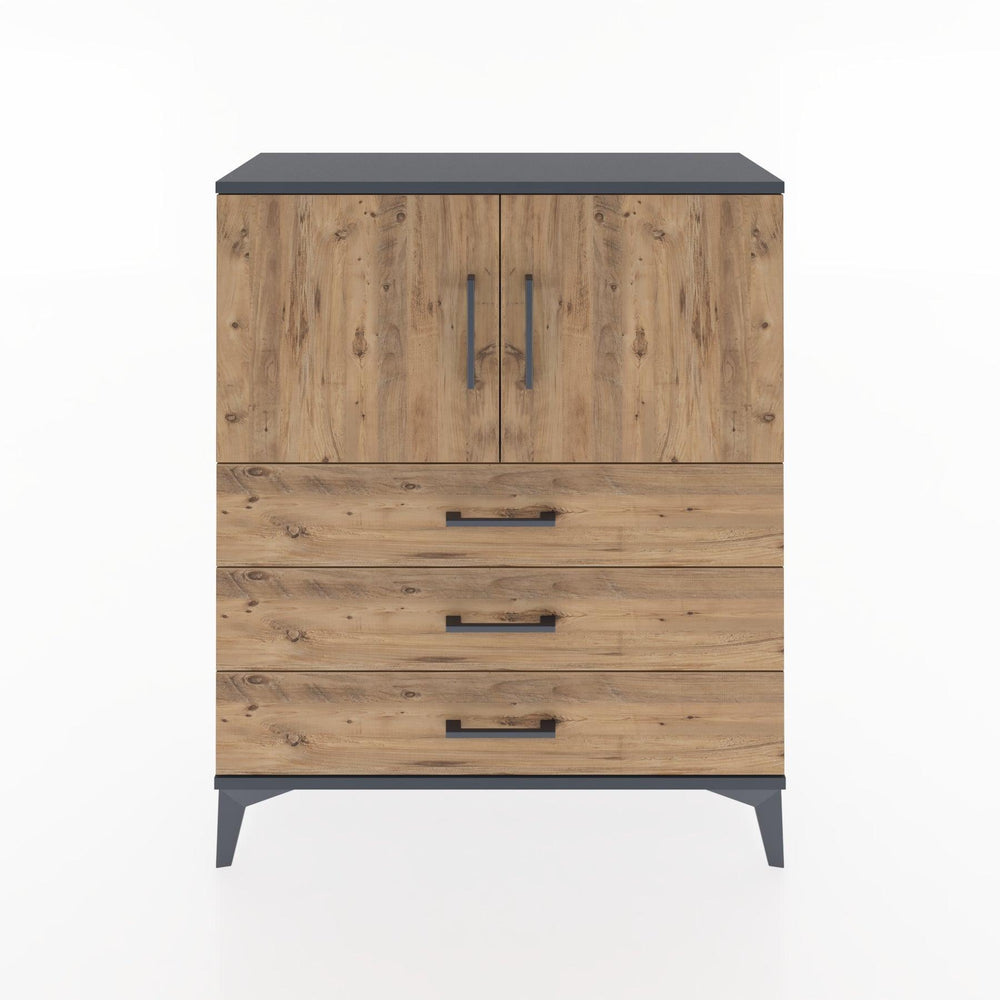 Woodntry Modüler Şifonyer Antrasit 88x30x94 cm Kapaklı ve Çekmeceli KC7-2