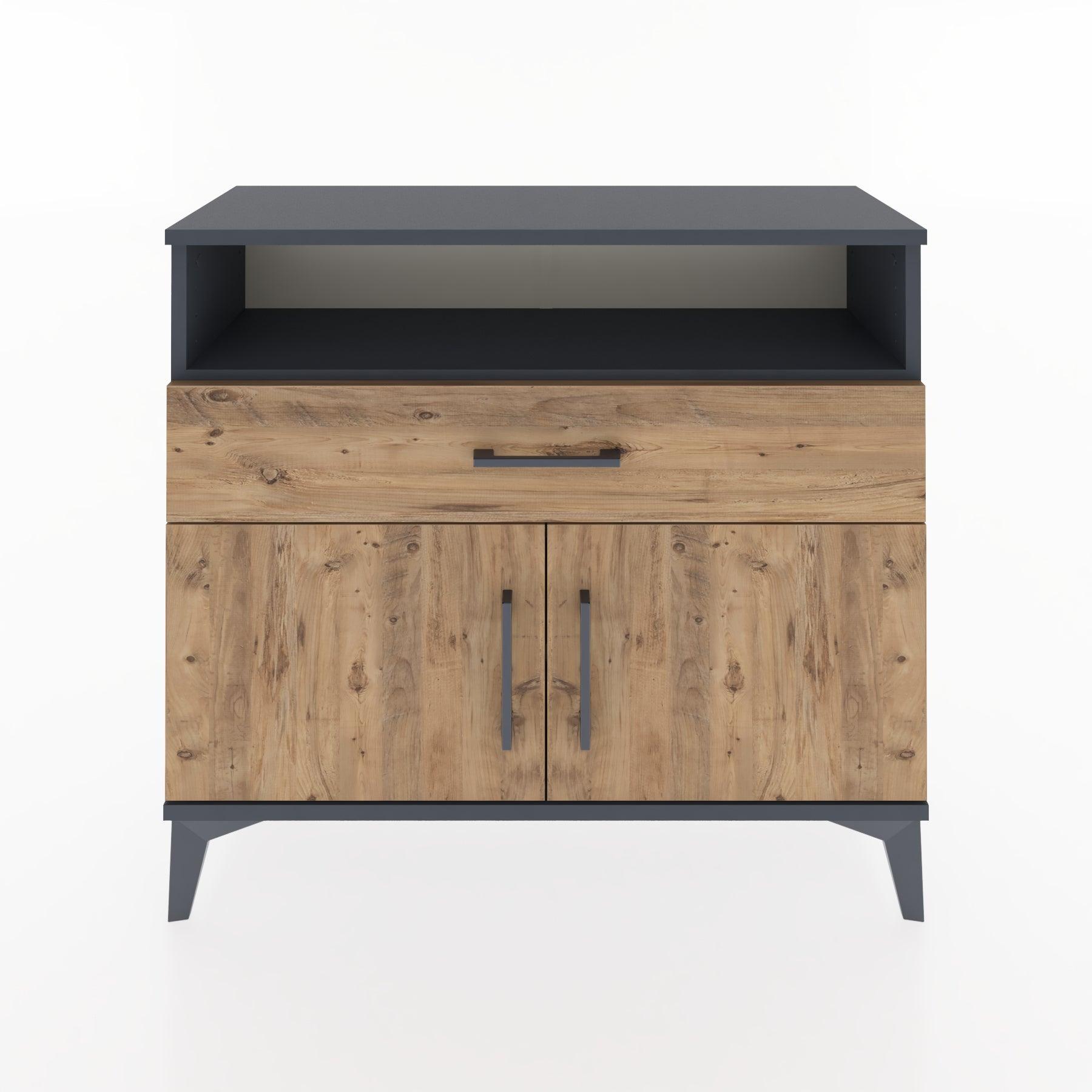Woodntry Modüler Şifonyer Kapak Raf Çekmeceli 88x30x68 cm Antrasit - Woodntry