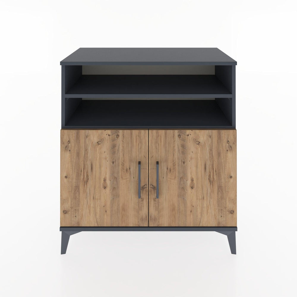 Woodntry Modüler Şifonyer Antrasit 88x44x84 cm Kapaklı ve Raflı KR39-2