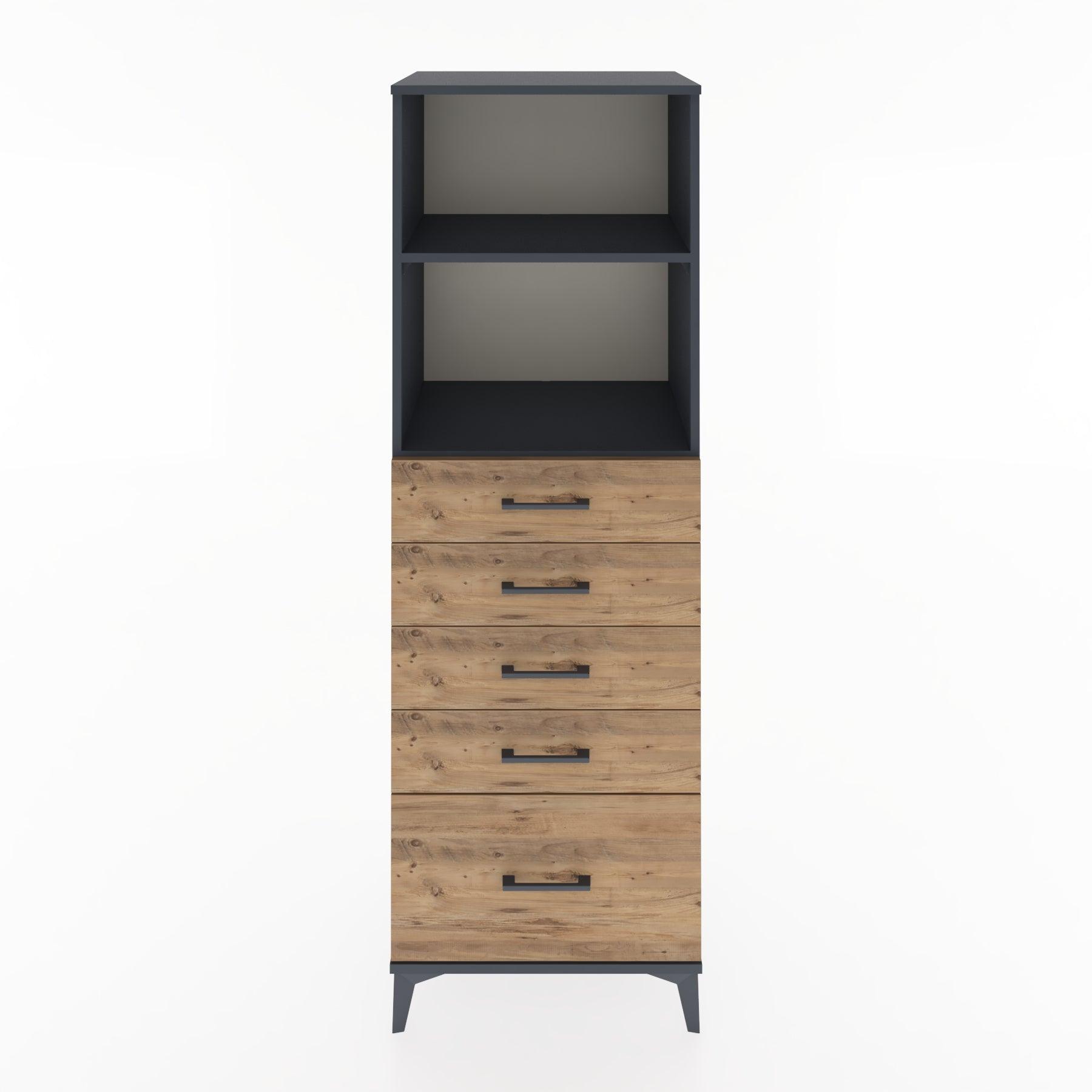 Woodntry Modular Cabinet Anthracite 60x44x170 cm with Drawers and Shelves CR40-2