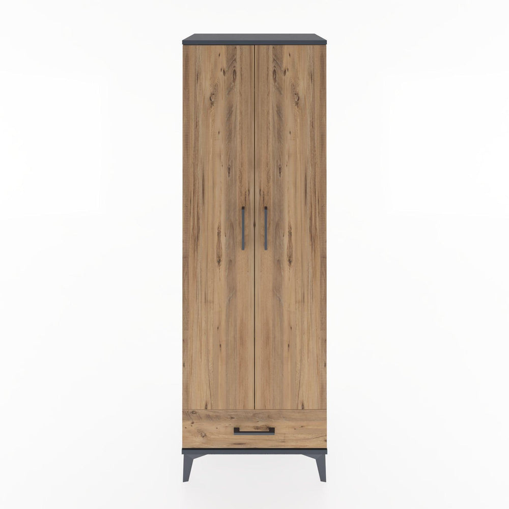 Woodntry Modüler Dolap Antrasit 60x44x170 cm Kapaklı ve Çekmeceli KC30-2