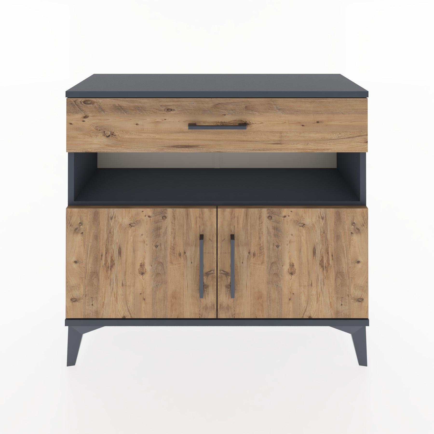Woodntry Modüler Şifonyer Çekmece ve Kapaklı T1 88x30x94 cm Antrasit - Woodntry