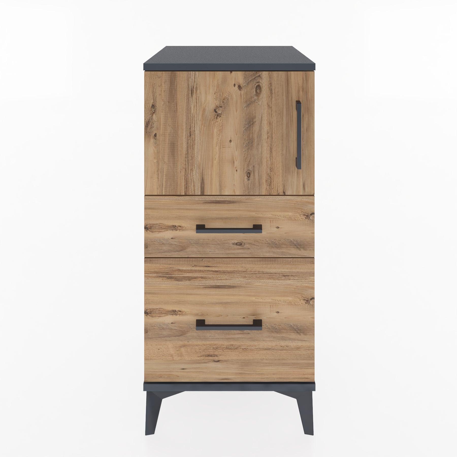 Woodntry Modular Nightstand Anthracite 44x44x84 cm with Cover and Drawer KC45-2