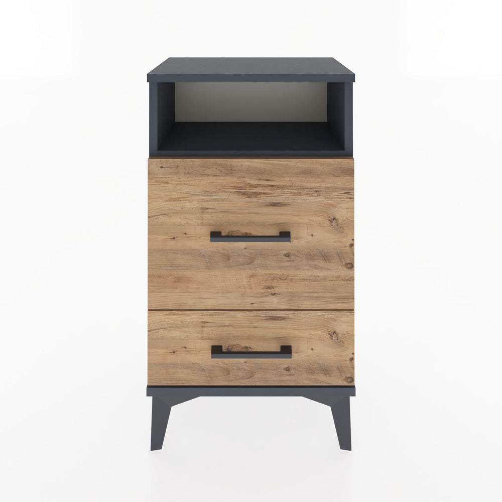 Woodntry Modüler Komodin 2 Çekmece ve Raflı V4 44x30x68 cm Antrasit - Woodntry