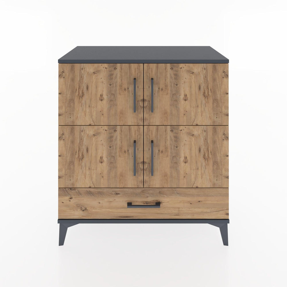 Woodntry Modüler Şifonyer Antrasit 88x44x84 cm Kapaklı ve Çekmeceli KC91-2