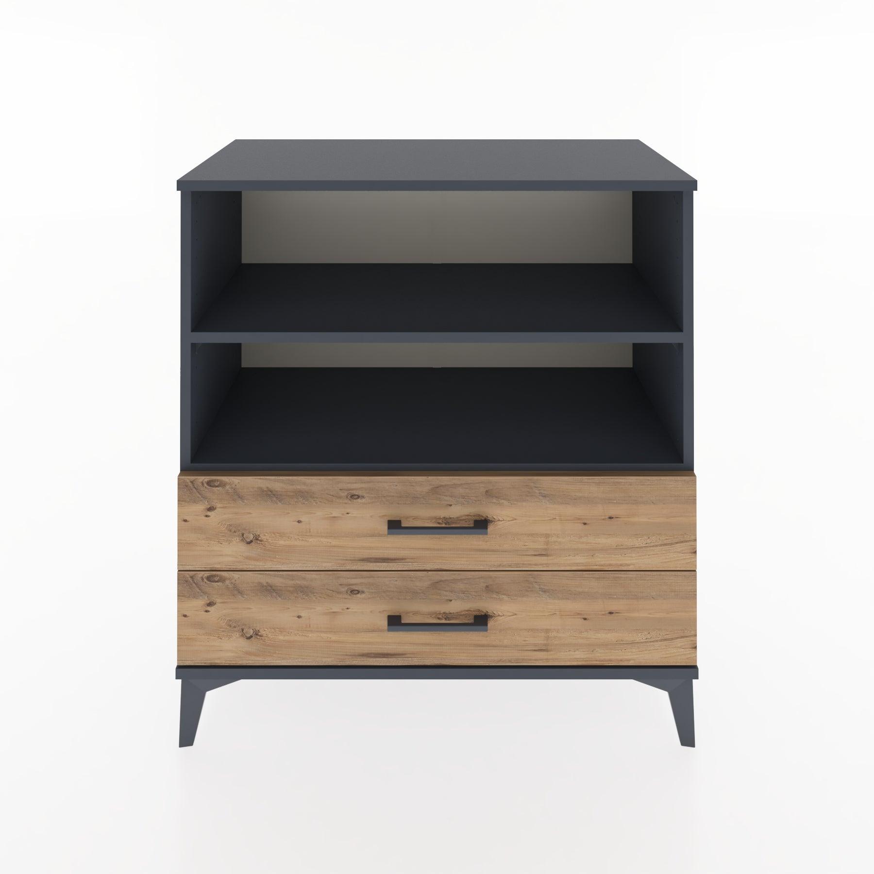 Woodntry Modüler Şifonyer Antrasit 88x44x84 cm Çekmeceli ve Raflı CR16-2