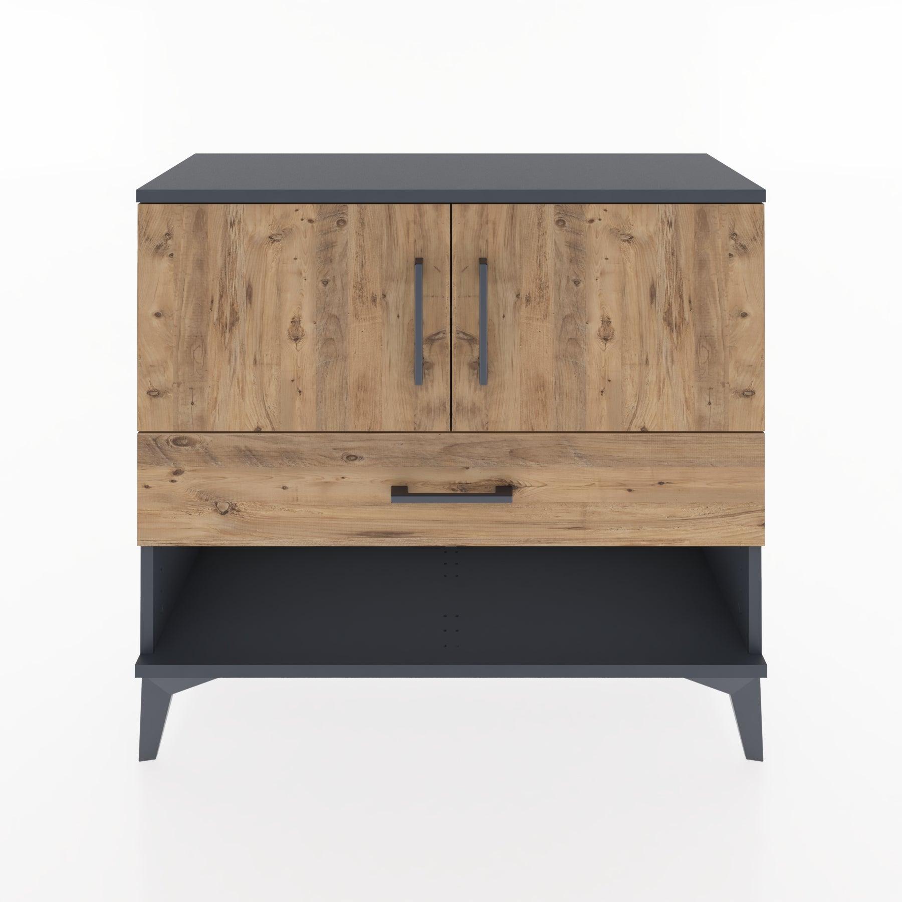 Woodntry Modüler Şifonyer Kapak ve Çekmeceli V4 88x30x68 cm Antrasit - Woodntry