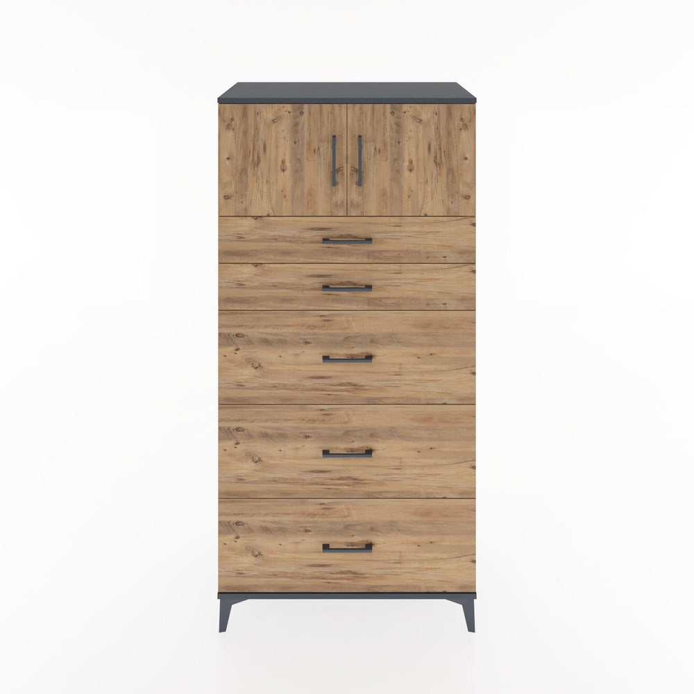 Woodntry Modüler Dolap Antrasit 88x44x170 cm Kapaklı ve Çekmeceli KC22-2
