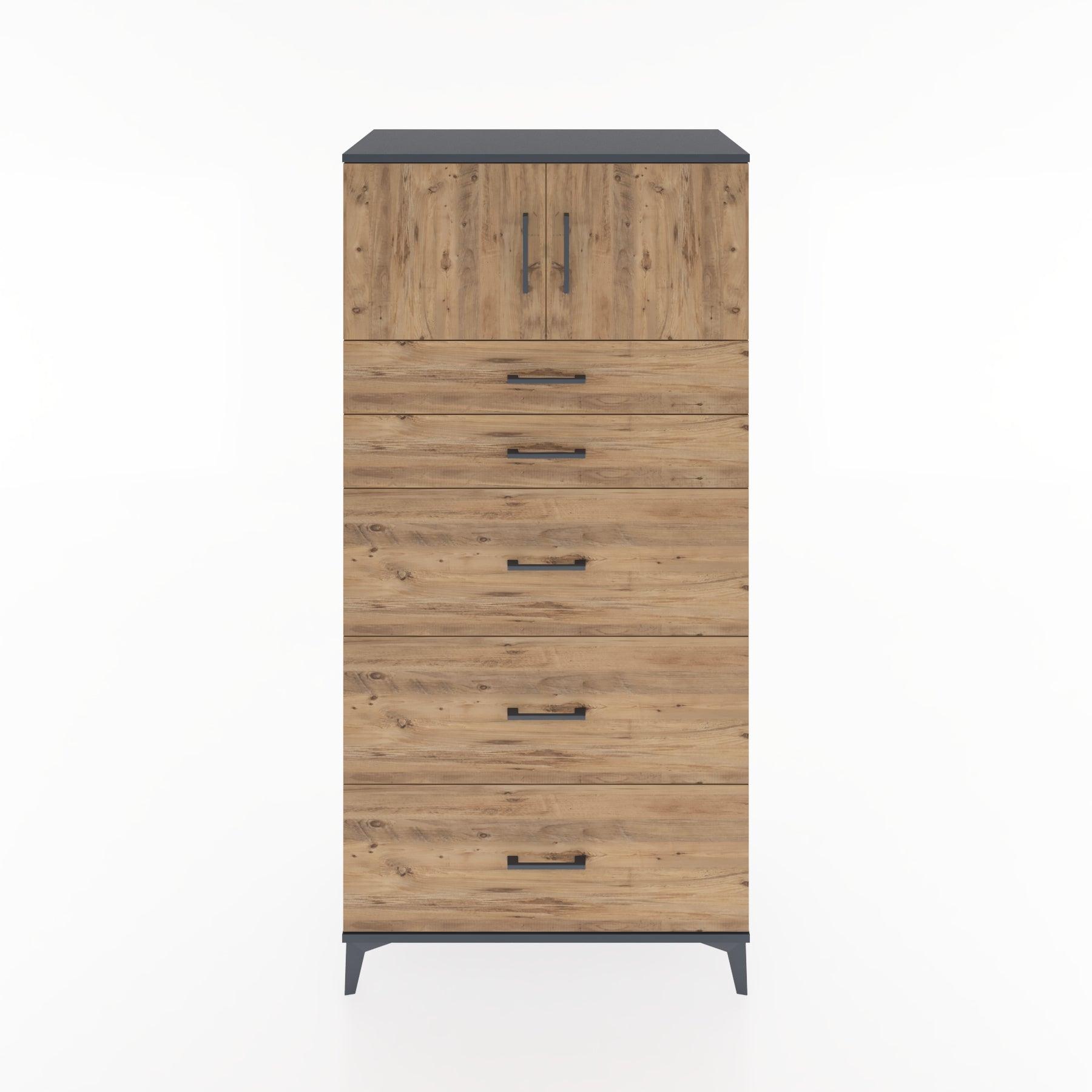 Woodntry Modular Cabinet Anthracite 88x44x170 cm with Doors and Drawers KC22-2
