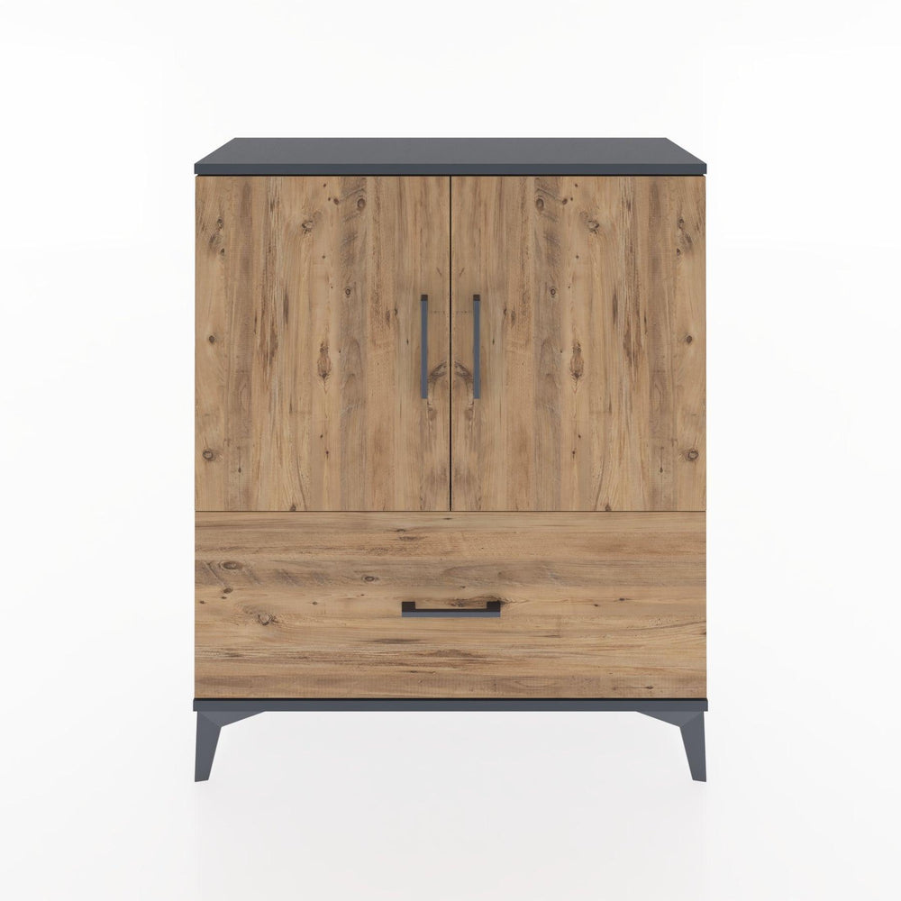 Woodntry Modüler Şifonyer Antrasit 88x30x94 cm Kapaklı ve Çekmeceli KC10-2