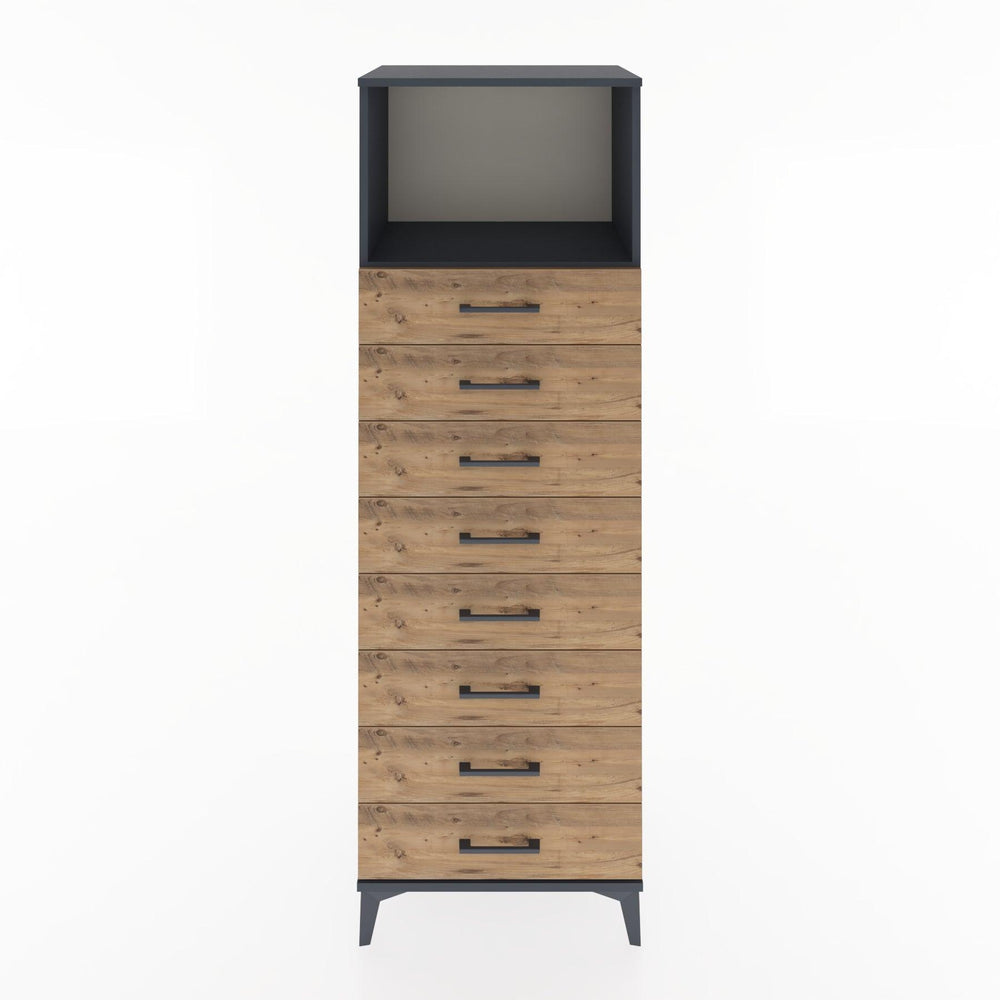 Woodntry Modüler Dolap Antrasit 60x44x170 cm Çekmeceli ve Raflı CR32-2